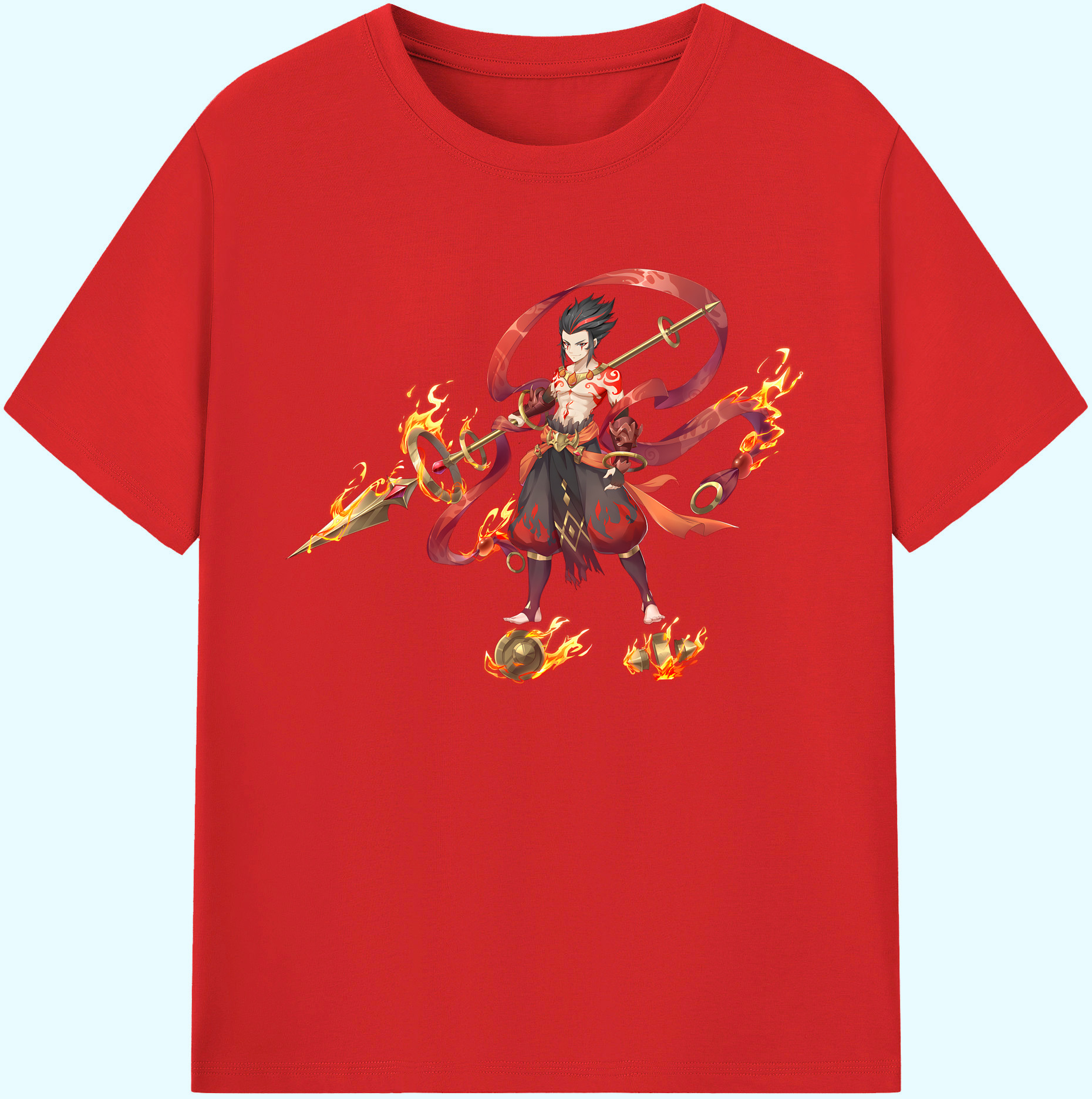 （画像用） Ne Zha 2 ナタ 魔童の大暴れ 綿100％ メンズ半袖Tシャツ｜肌触りやわらか＆通気性