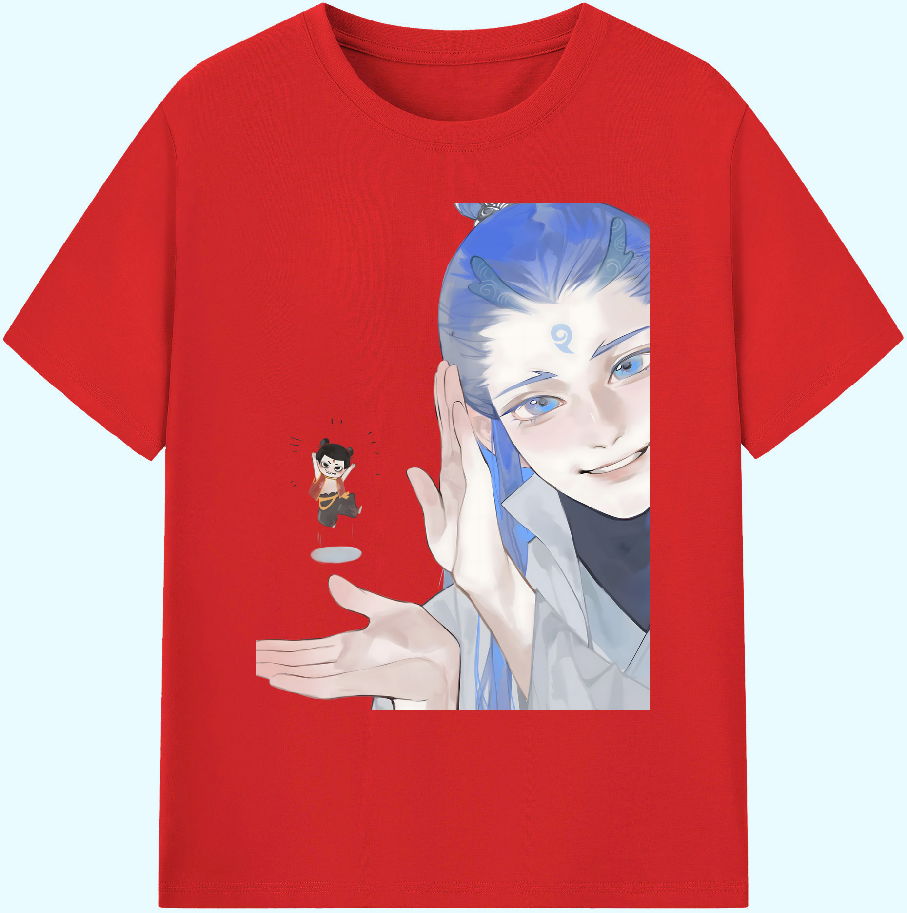 （画像用） Ne Zha 2 ナタ 魔童の大暴れ 綿100％ メンズ半袖Tシャツ｜肌触りやわらか＆通気性