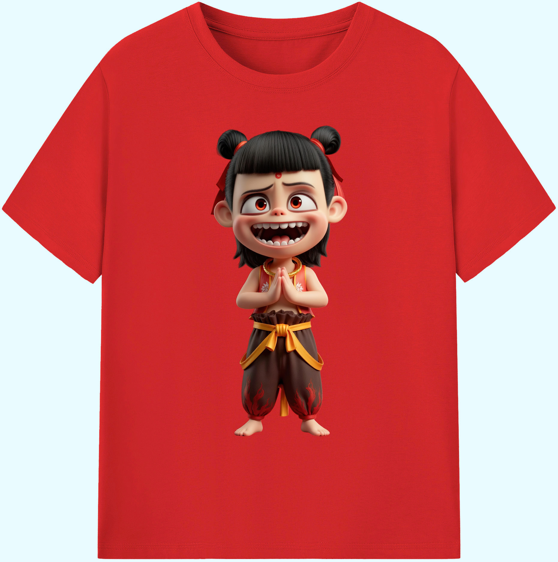 （画像用） Ne Zha 2 ナタ 魔童の大暴れ 綿100％ メンズ半袖Tシャツ｜肌触りやわらか＆通気性