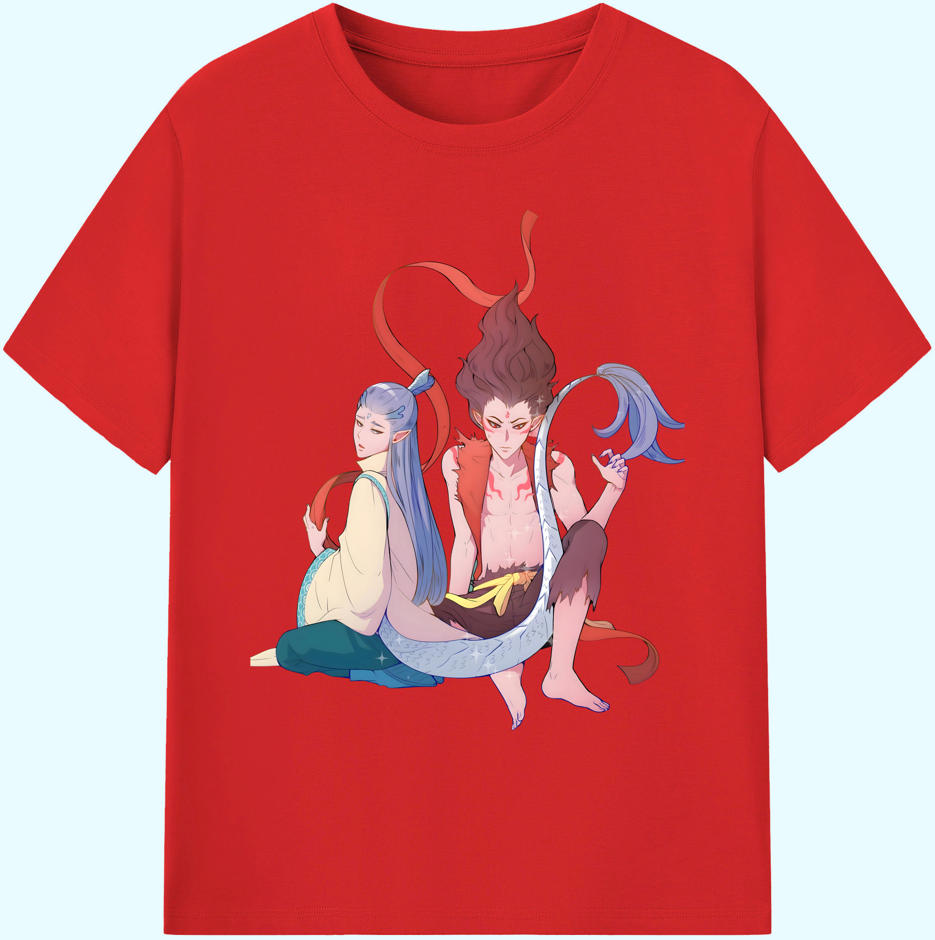（画像用） Ne Zha 2 ナタ 魔童の大暴れ 綿100％ メンズ半袖Tシャツ｜肌触りやわらか＆通気性