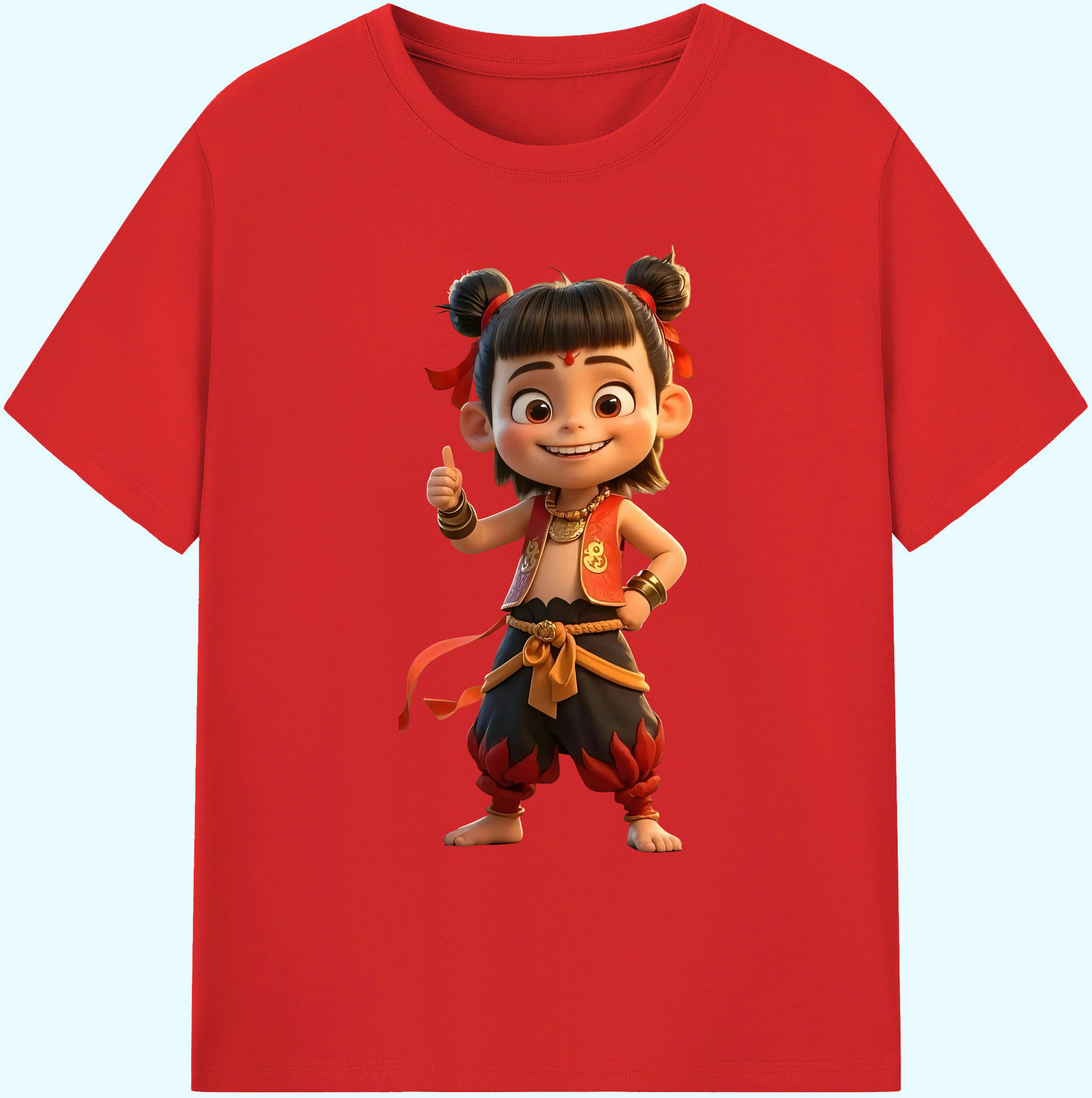 （画像用） Ne Zha 2 ナタ 魔童の大暴れ 綿100％ メンズ半袖Tシャツ｜肌触りやわらか＆通気性