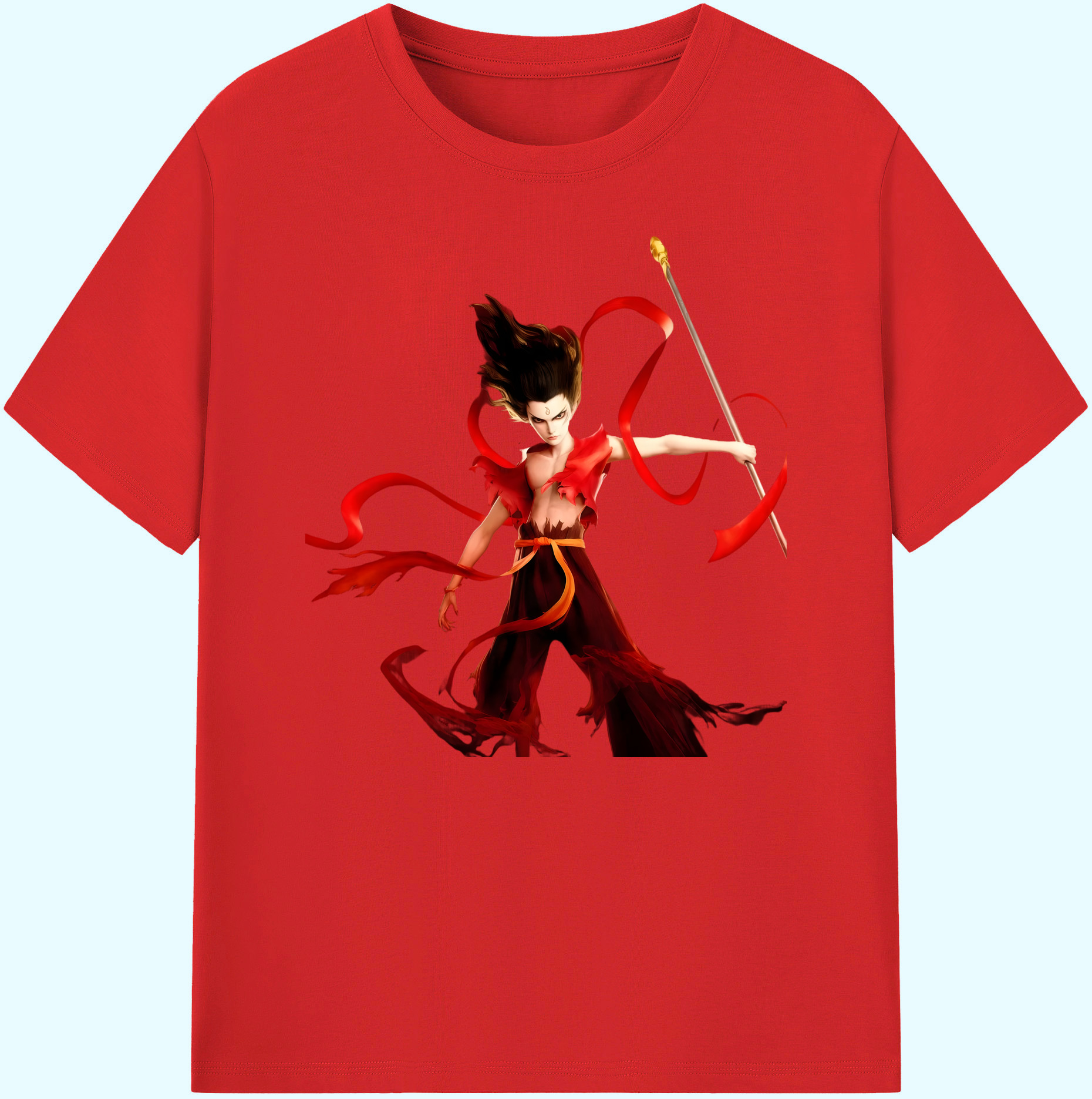 （画像用） Ne Zha 2 ナタ 魔童の大暴れ 綿100％ メンズ半袖Tシャツ｜肌触りやわらか＆通気性