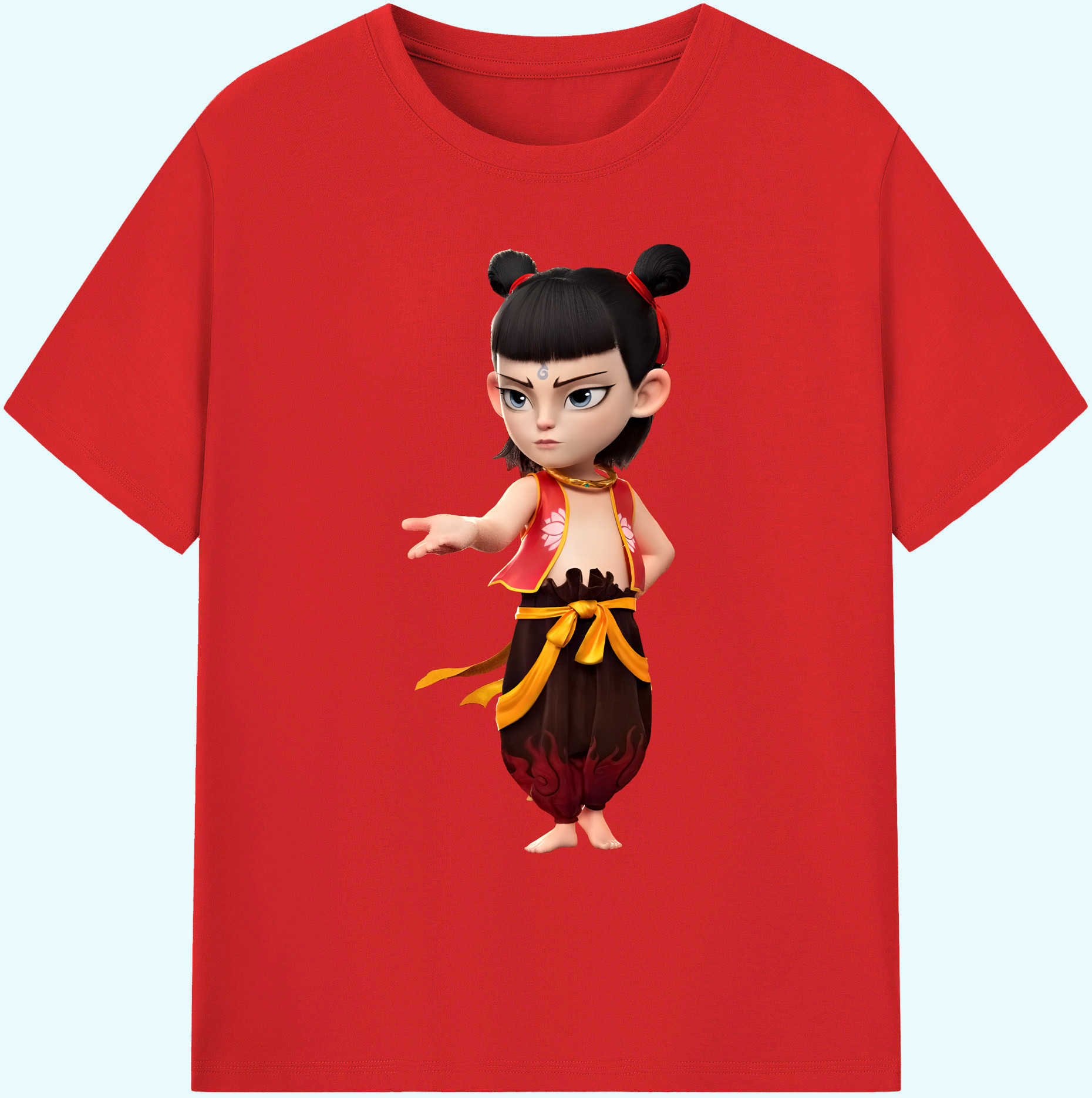 （画像用） Ne Zha 2 ナタ 魔童の大暴れ 綿100％ メンズ半袖Tシャツ｜肌触りやわらか＆通気性