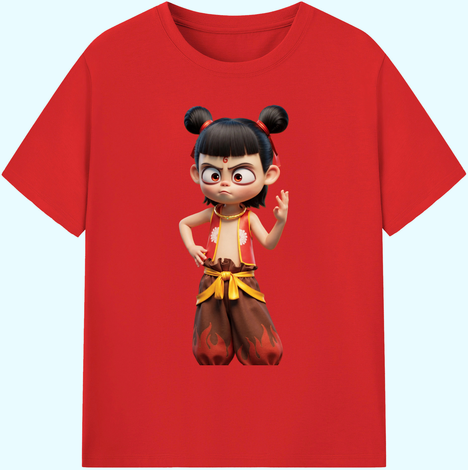 （画像用） Ne Zha 2 ナタ 魔童の大暴れ 綿100％ メンズ半袖Tシャツ｜肌触りやわらか＆通気性