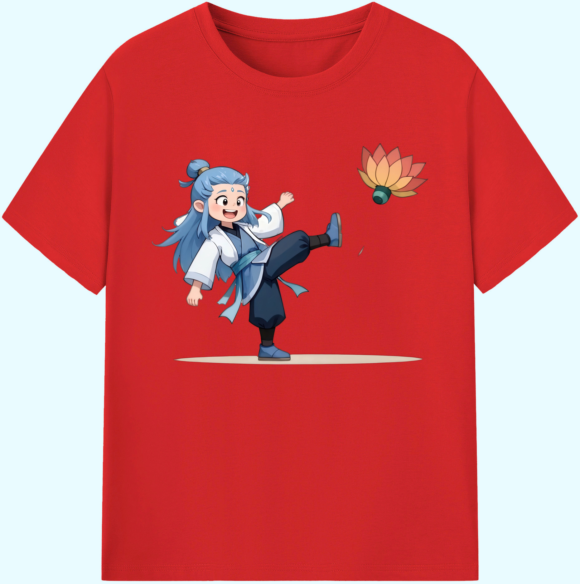 （画像用） Ne Zha 2 ナタ 魔童の大暴れ 綿100％ メンズ半袖Tシャツ｜肌触りやわらか＆通気性