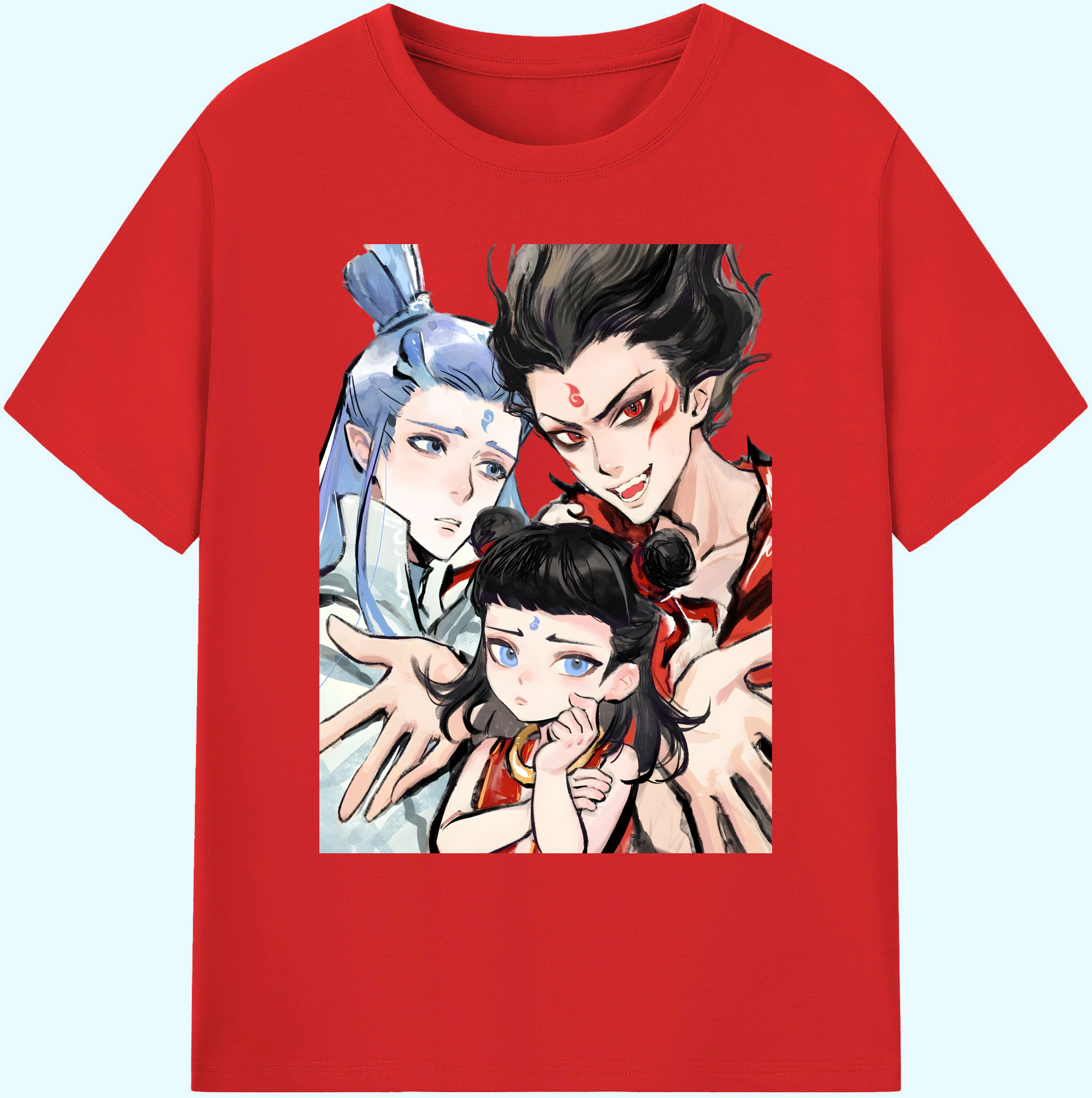 （画像用） Ne Zha 2 ナタ 魔童の大暴れ 綿100％ メンズ半袖Tシャツ｜肌触りやわらか＆通気性