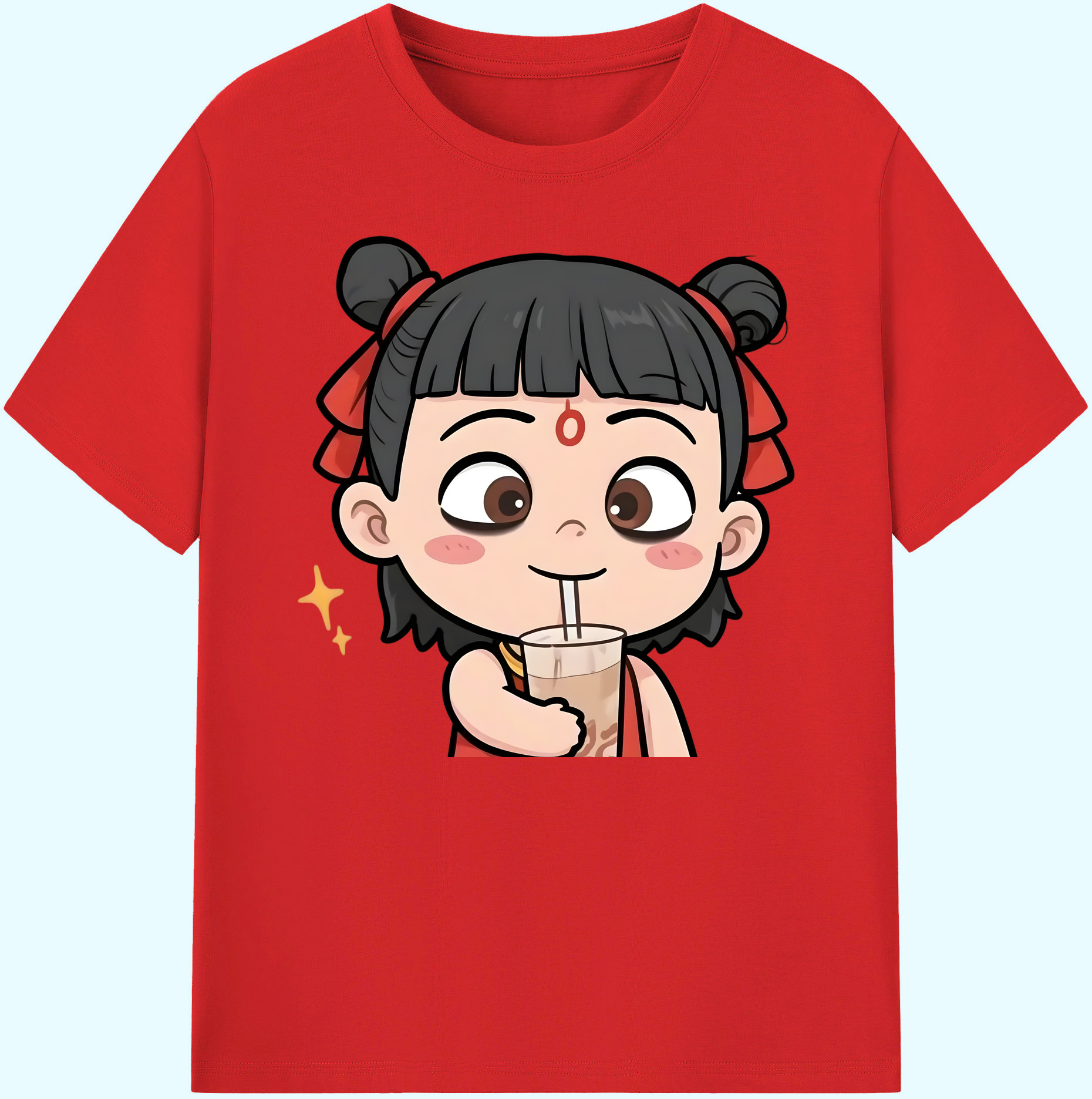 （画像用） Ne Zha 2 ナタ 魔童の大暴れ 綿100％ メンズ半袖Tシャツ｜肌触りやわらか＆通気性