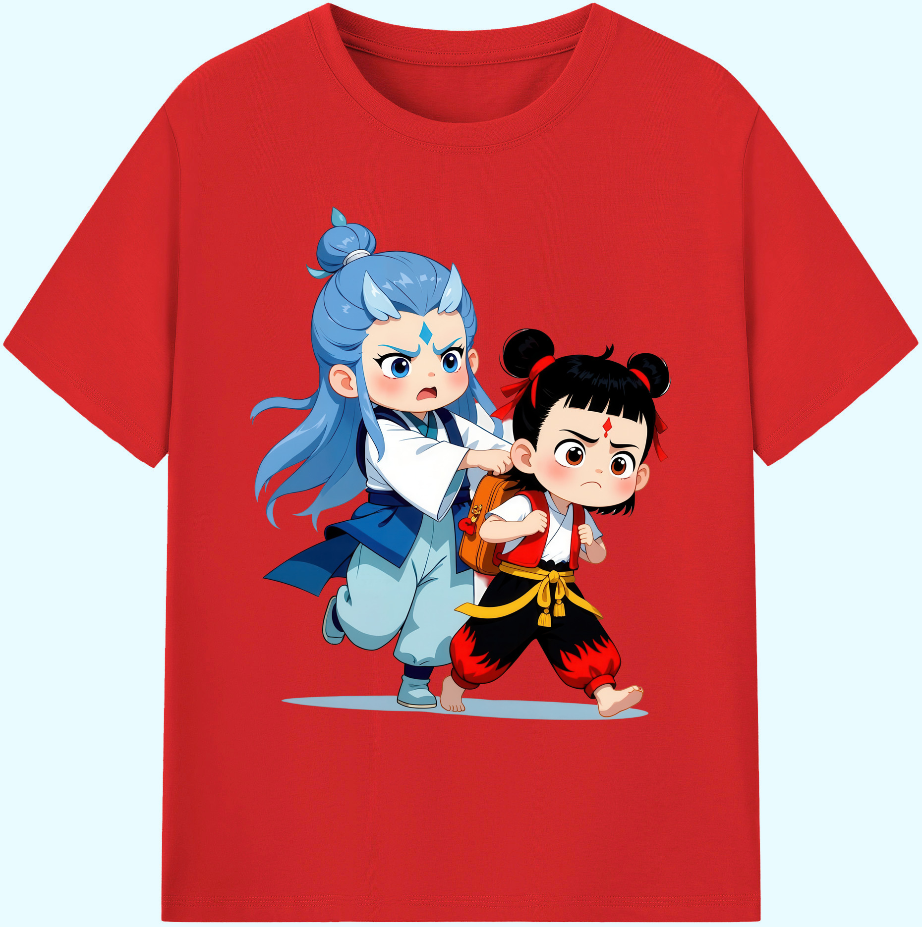 （画像用） Ne Zha 2 ナタ 魔童の大暴れ 綿100％ メンズ半袖Tシャツ｜肌触りやわらか＆通気性
