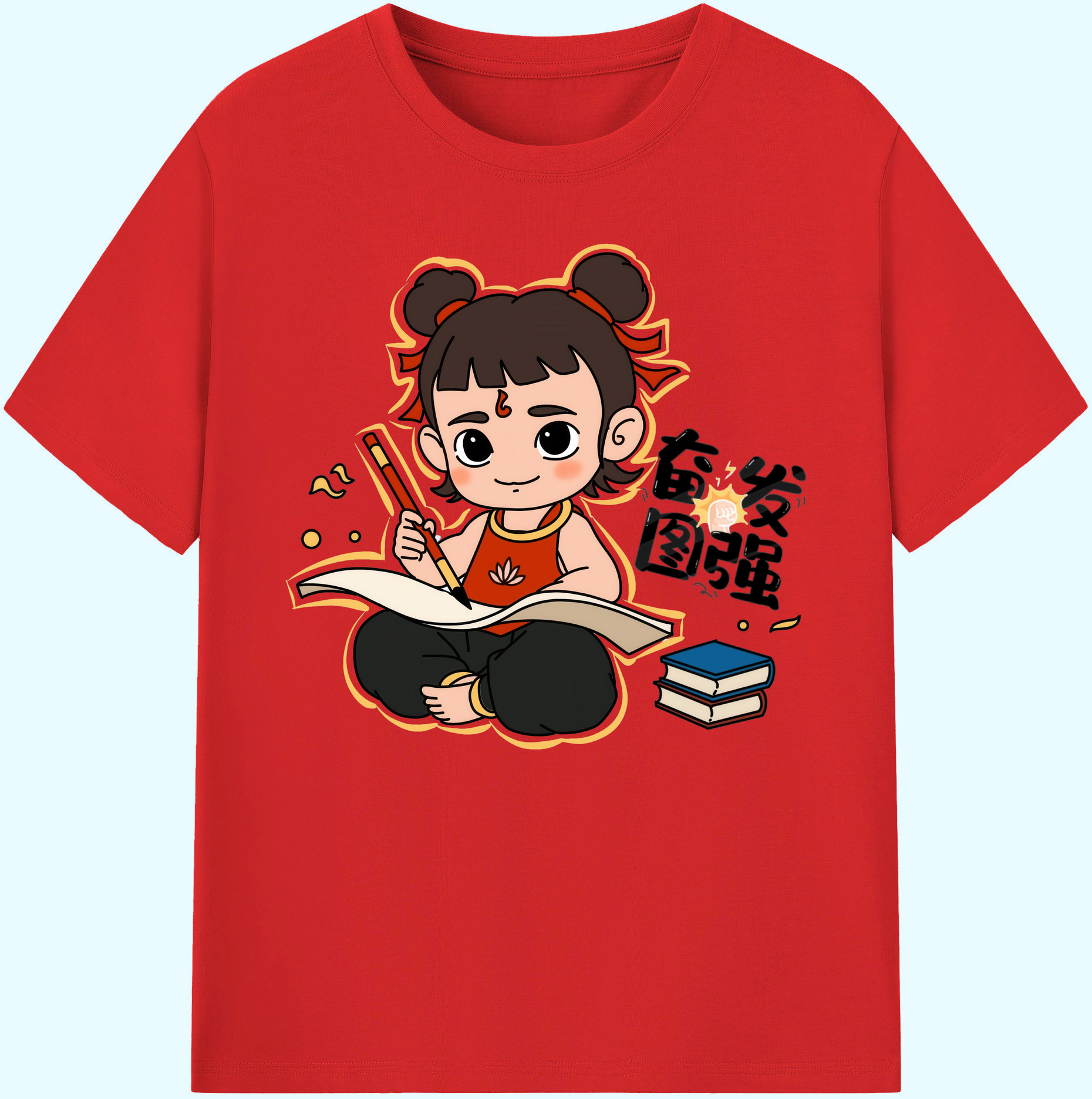 （画像用） Ne Zha 2 ナタ 魔童の大暴れ 綿100％ メンズ半袖Tシャツ｜肌触りやわらか＆通気性
