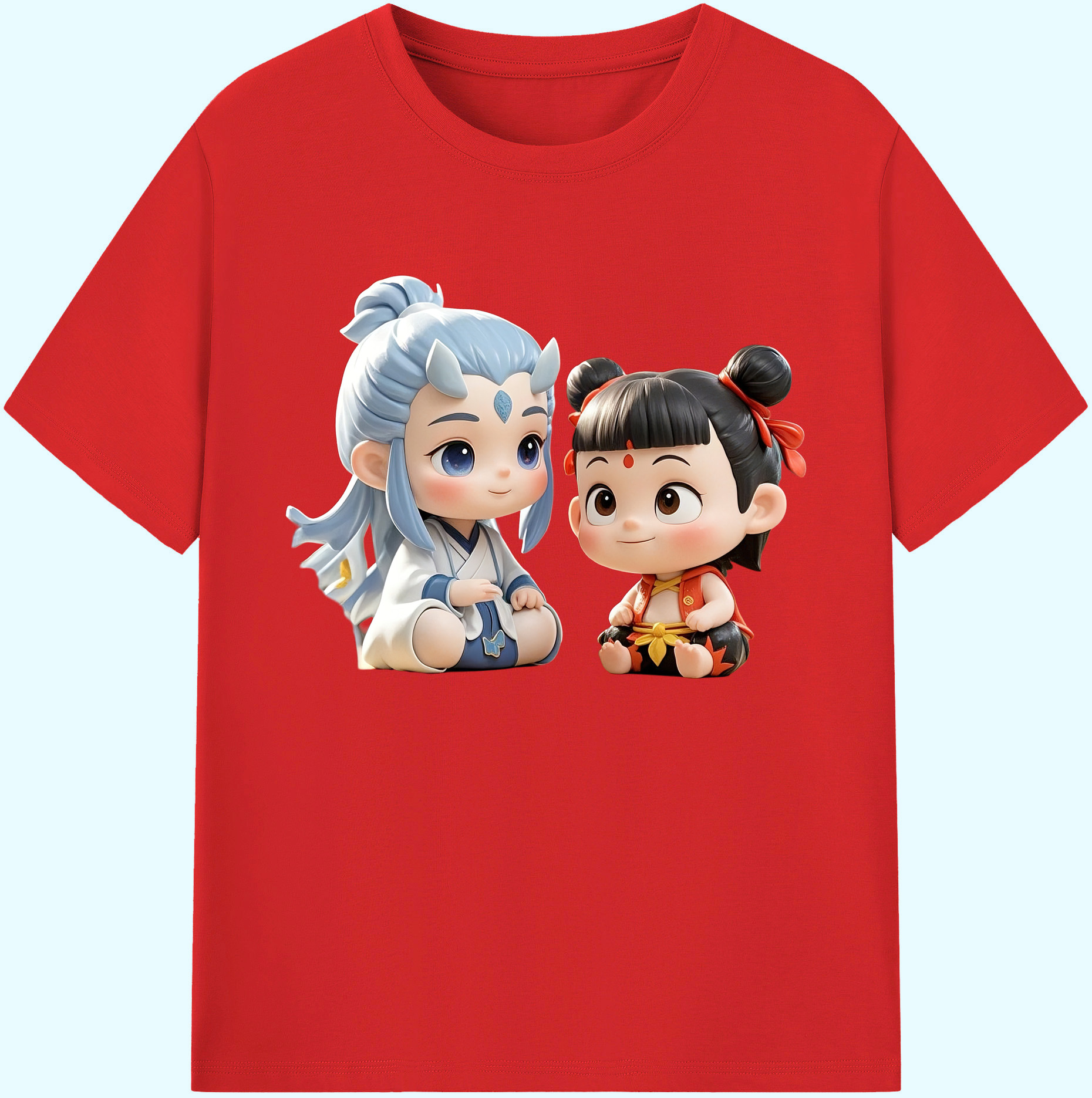 （画像用） Ne Zha 2 ナタ 魔童の大暴れ 綿100％ メンズ半袖Tシャツ｜肌触りやわらか＆通気性