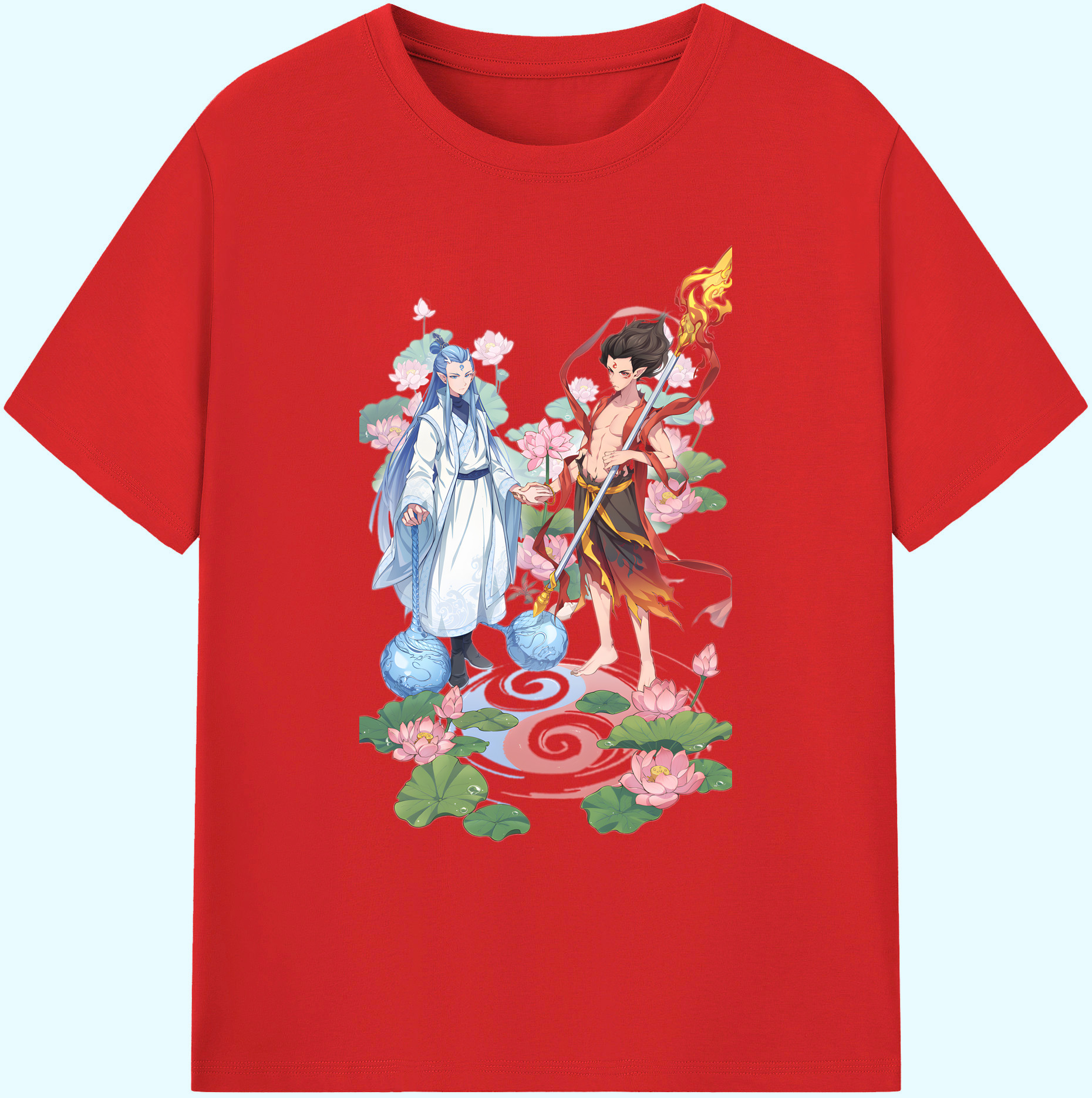 （画像用） Ne Zha 2 ナタ 魔童の大暴れ 綿100％ メンズ半袖Tシャツ｜肌触りやわらか＆通気性