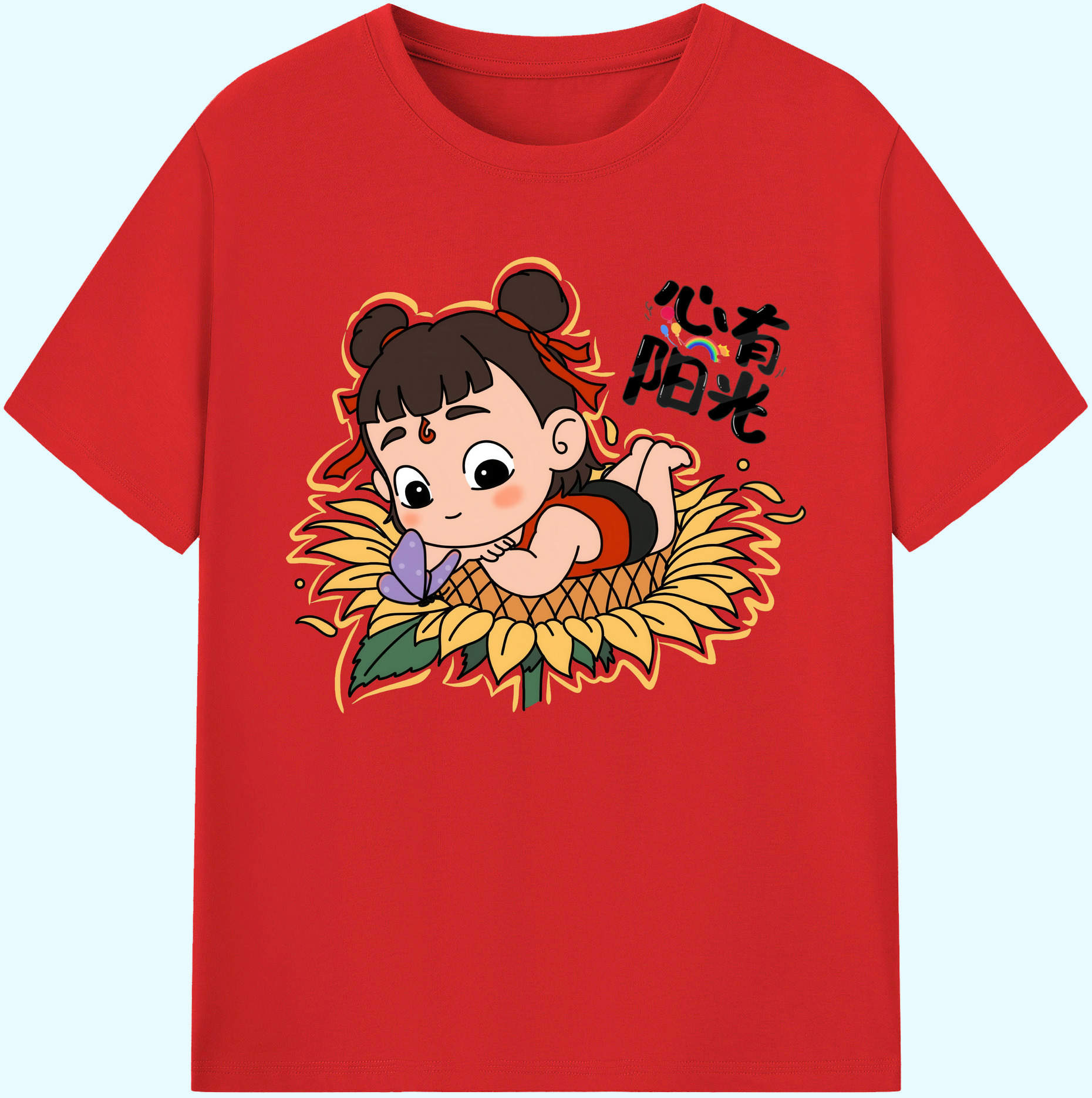 （画像用） Ne Zha 2 ナタ 魔童の大暴れ 綿100％ メンズ半袖Tシャツ｜肌触りやわらか＆通気性