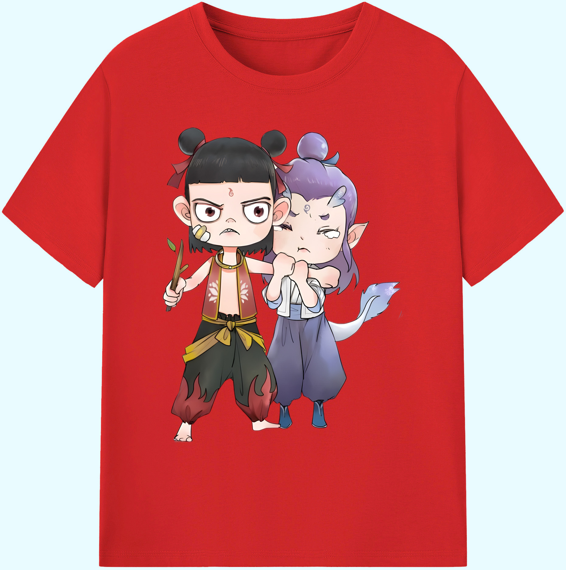 （画像用） Ne Zha 2 ナタ 魔童の大暴れ 綿100％ メンズ半袖Tシャツ｜肌触りやわらか＆通気性
