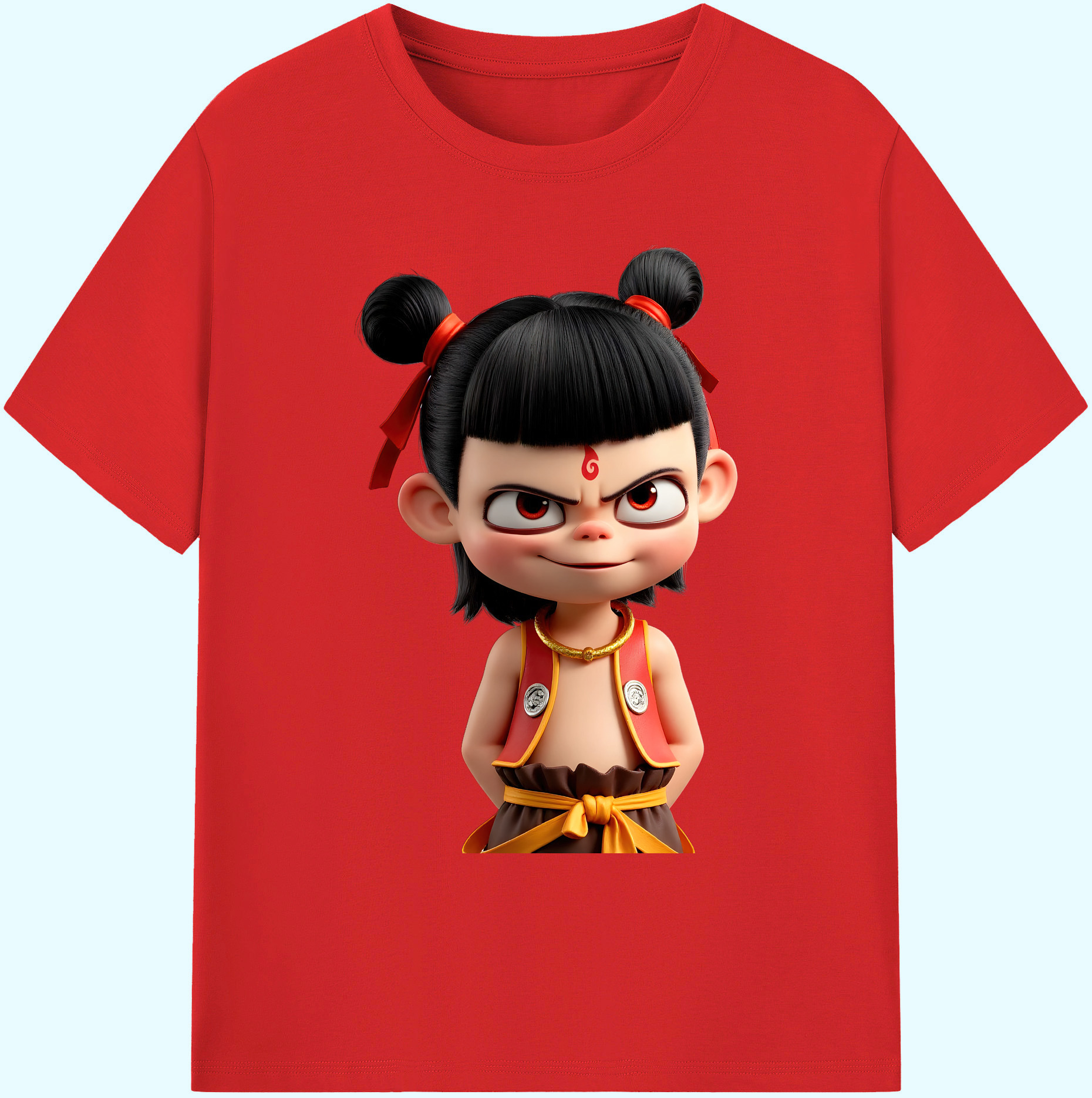 （画像用） Ne Zha 2 ナタ 魔童の大暴れ 綿100％ メンズ半袖Tシャツ｜肌触りやわらか＆通気性