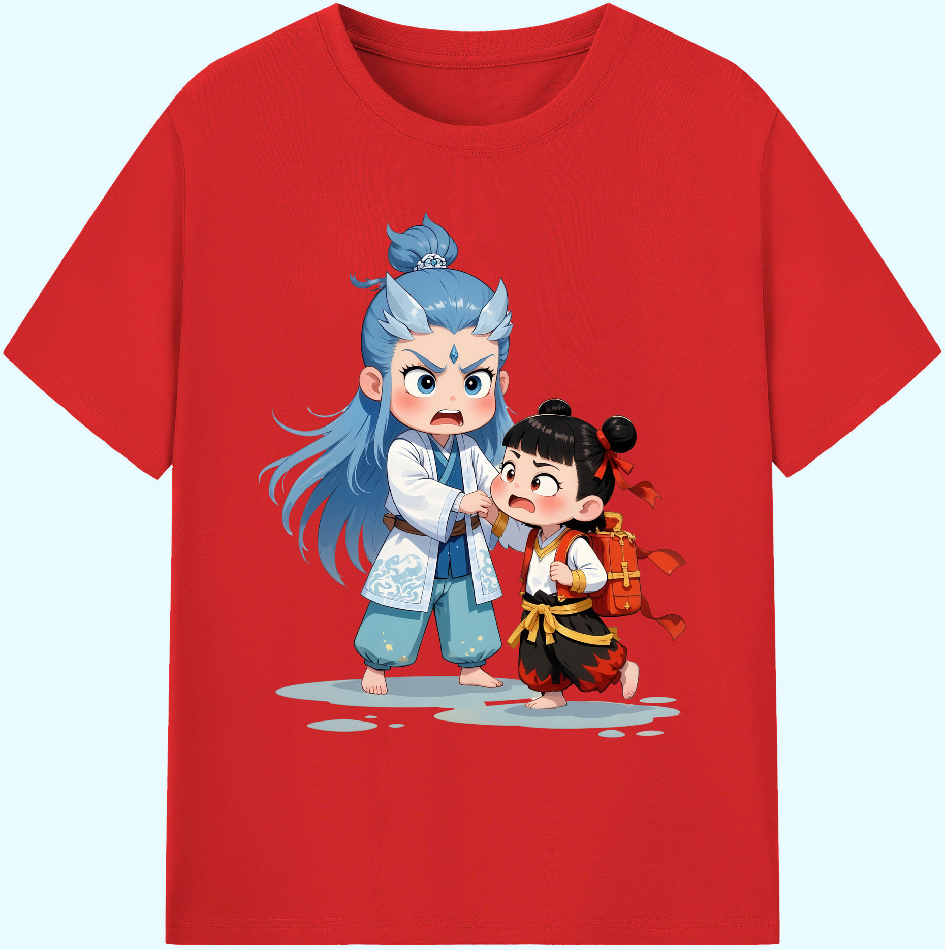 （画像用） Ne Zha 2 ナタ 魔童の大暴れ 綿100％ メンズ半袖Tシャツ｜肌触りやわらか＆通気性