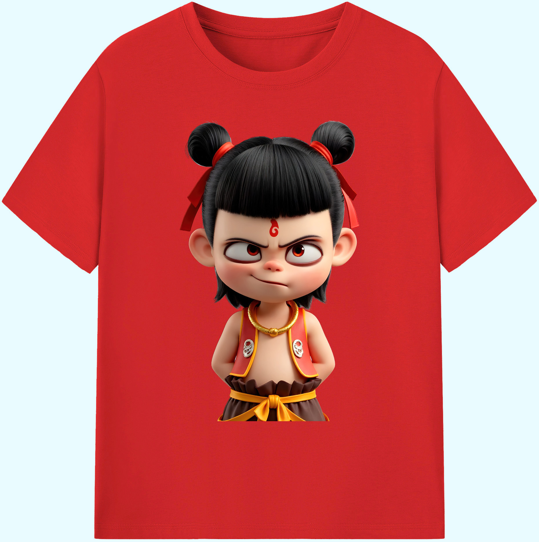 （画像用） Ne Zha 2 ナタ 魔童の大暴れ 綿100％ メンズ半袖Tシャツ｜肌触りやわらか＆通気性