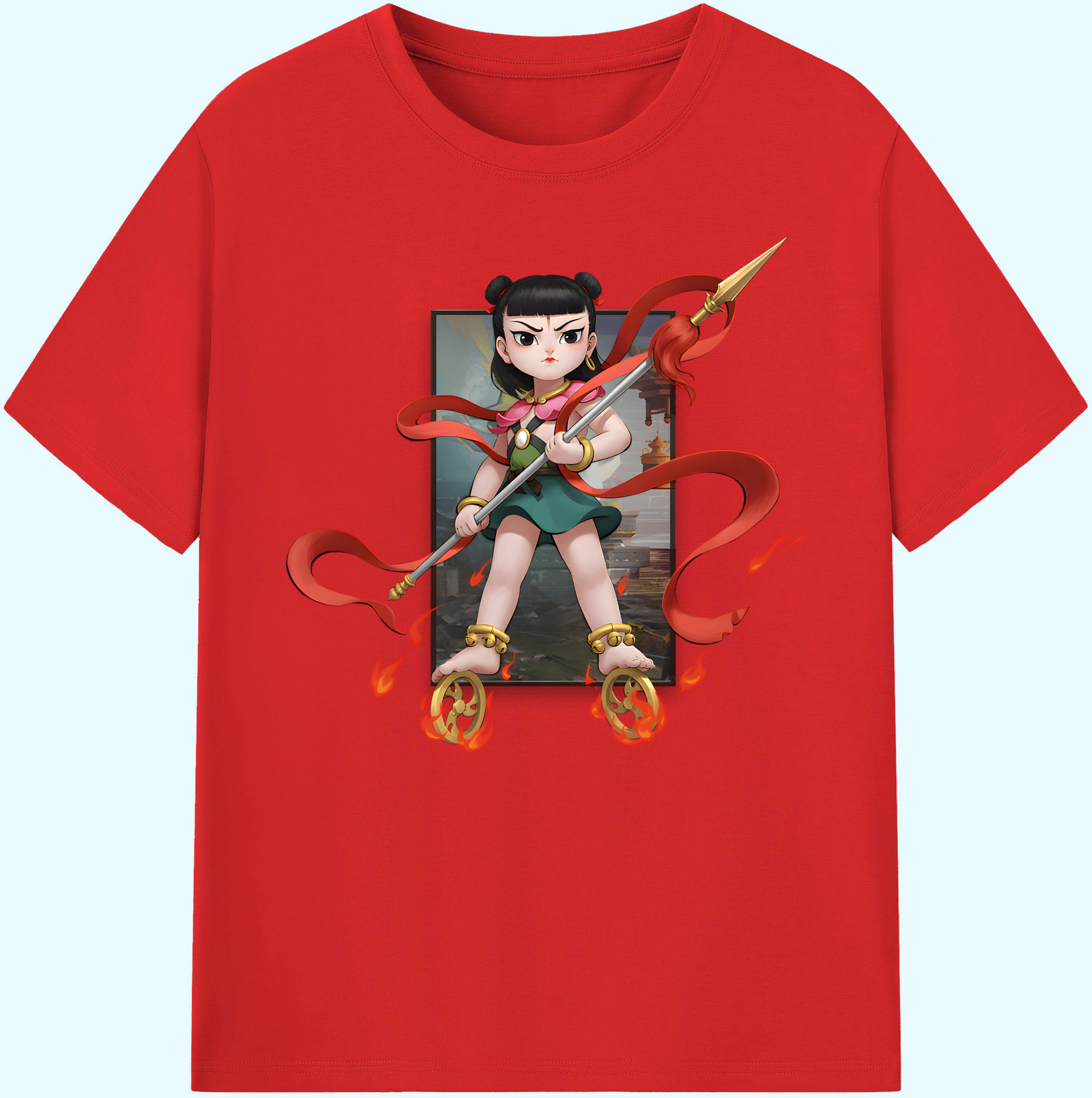 （画像用） Ne Zha 2 ナタ 魔童の大暴れ 綿100％ メンズ半袖Tシャツ｜肌触りやわらか＆通気性