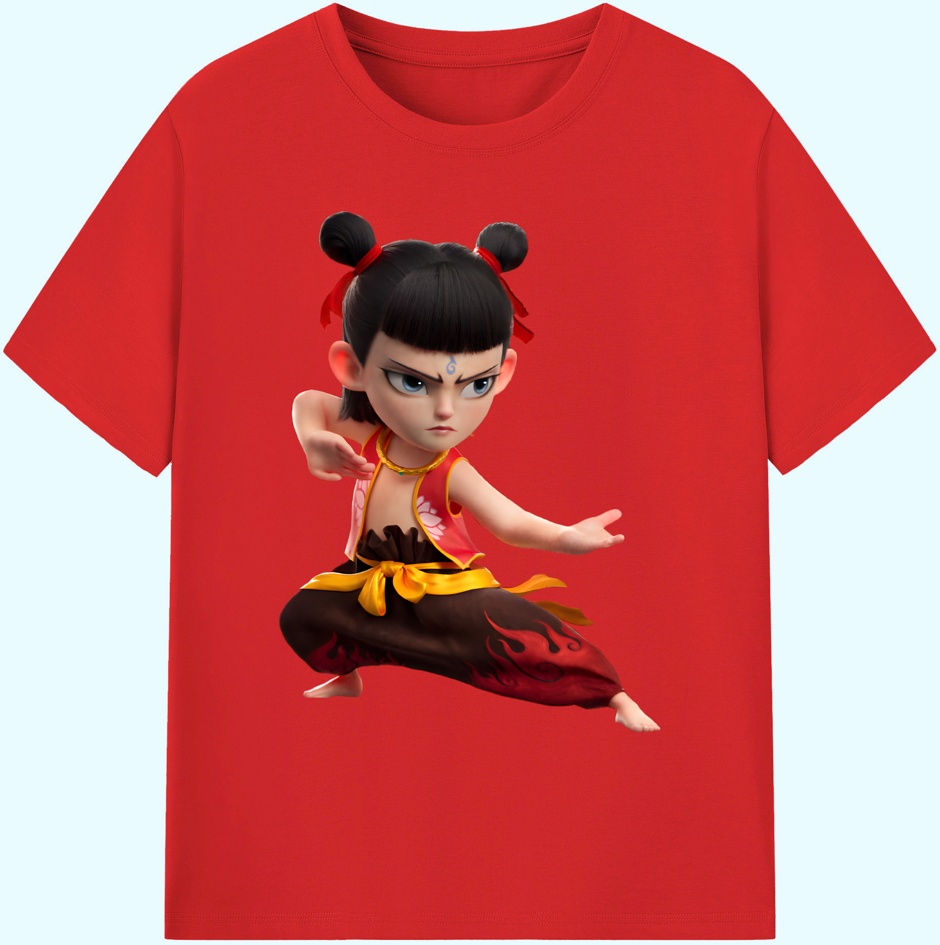 （画像用） Ne Zha 2 ナタ 魔童の大暴れ 綿100％ メンズ半袖Tシャツ｜肌触りやわらか＆通気性
