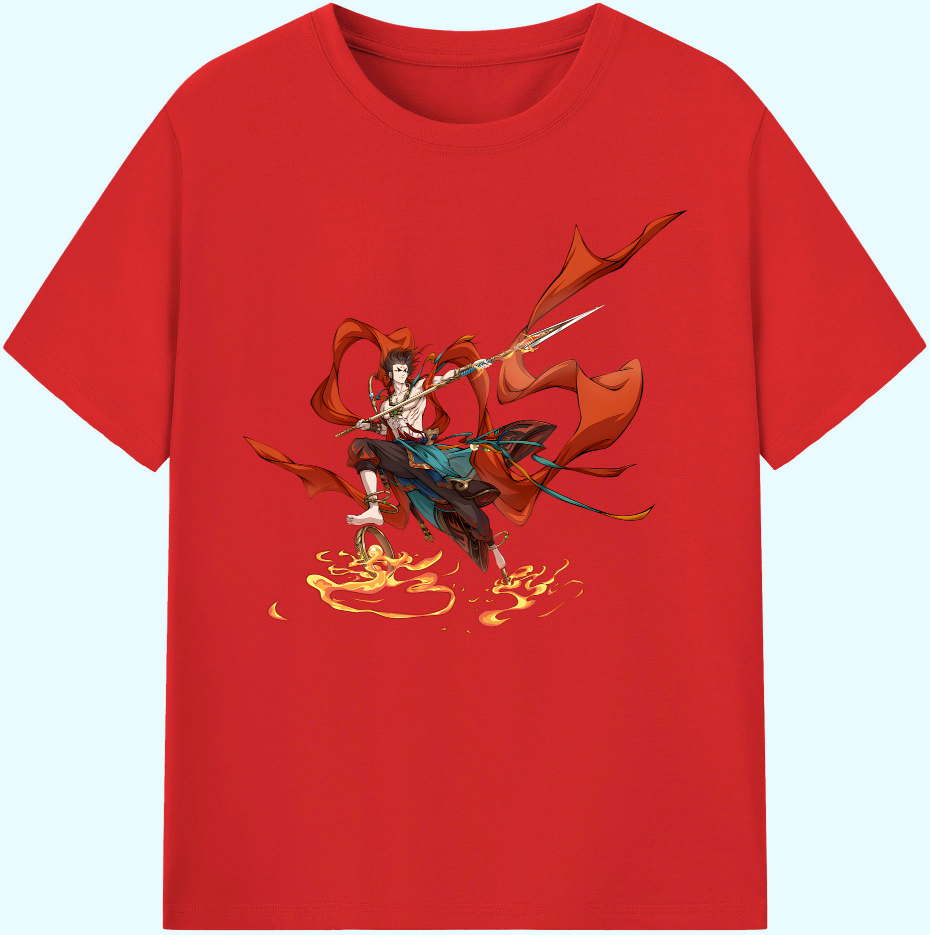 （画像用） Ne Zha 2 ナタ 魔童の大暴れ 綿100％ メンズ半袖Tシャツ｜肌触りやわらか＆通気性