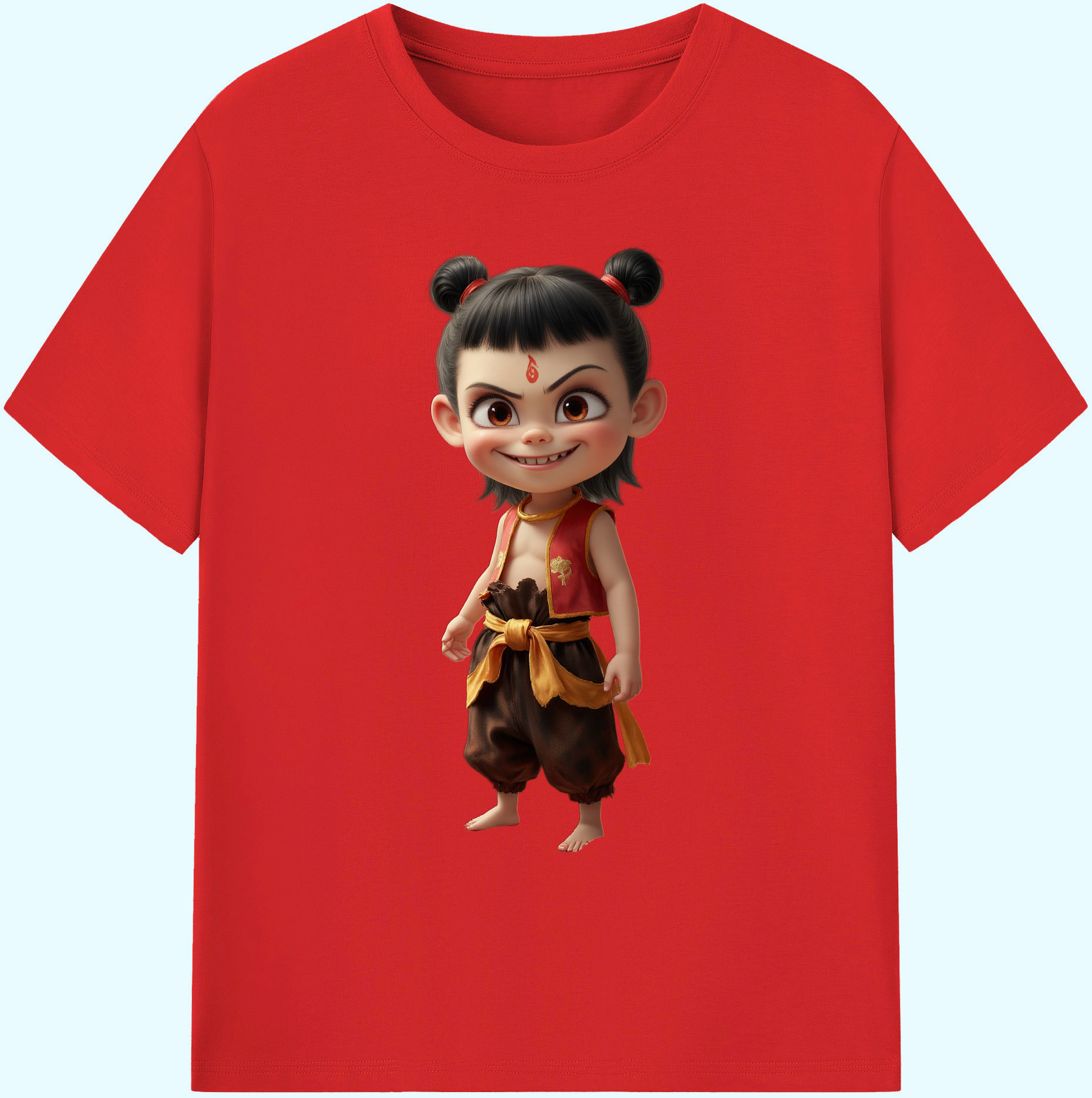 （画像用） Ne Zha 2 ナタ 魔童の大暴れ 綿100％ メンズ半袖Tシャツ｜肌触りやわらか＆通気性