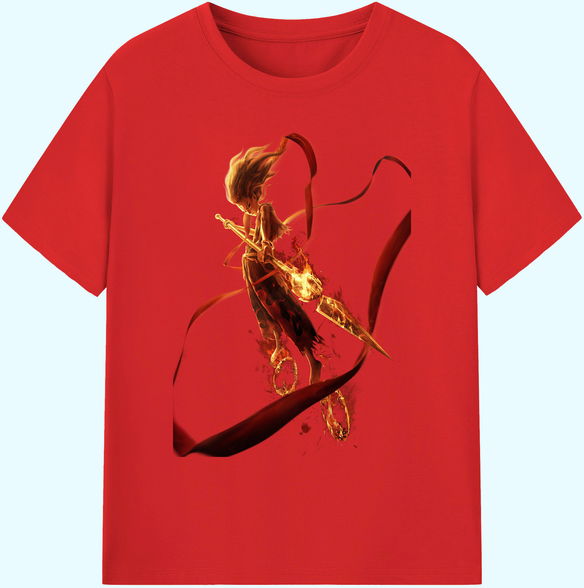 （画像用） Ne Zha 2 ナタ 魔童の大暴れ 綿100％ メンズ半袖Tシャツ｜肌触りやわらか＆通気性