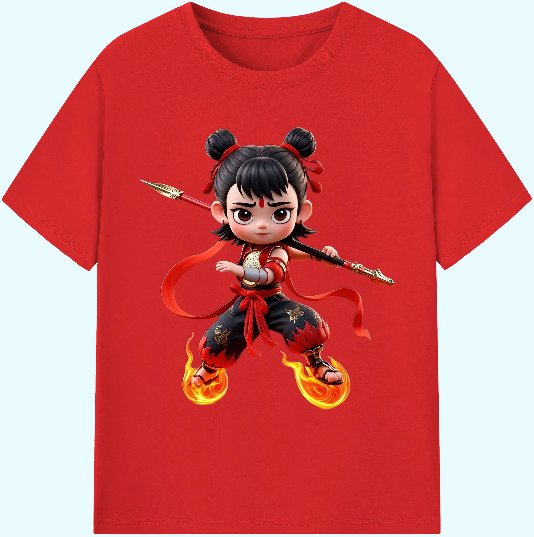 （画像用） Ne Zha 2 ナタ 魔童の大暴れ 綿100％ メンズ半袖Tシャツ｜肌触りやわらか＆通気性
