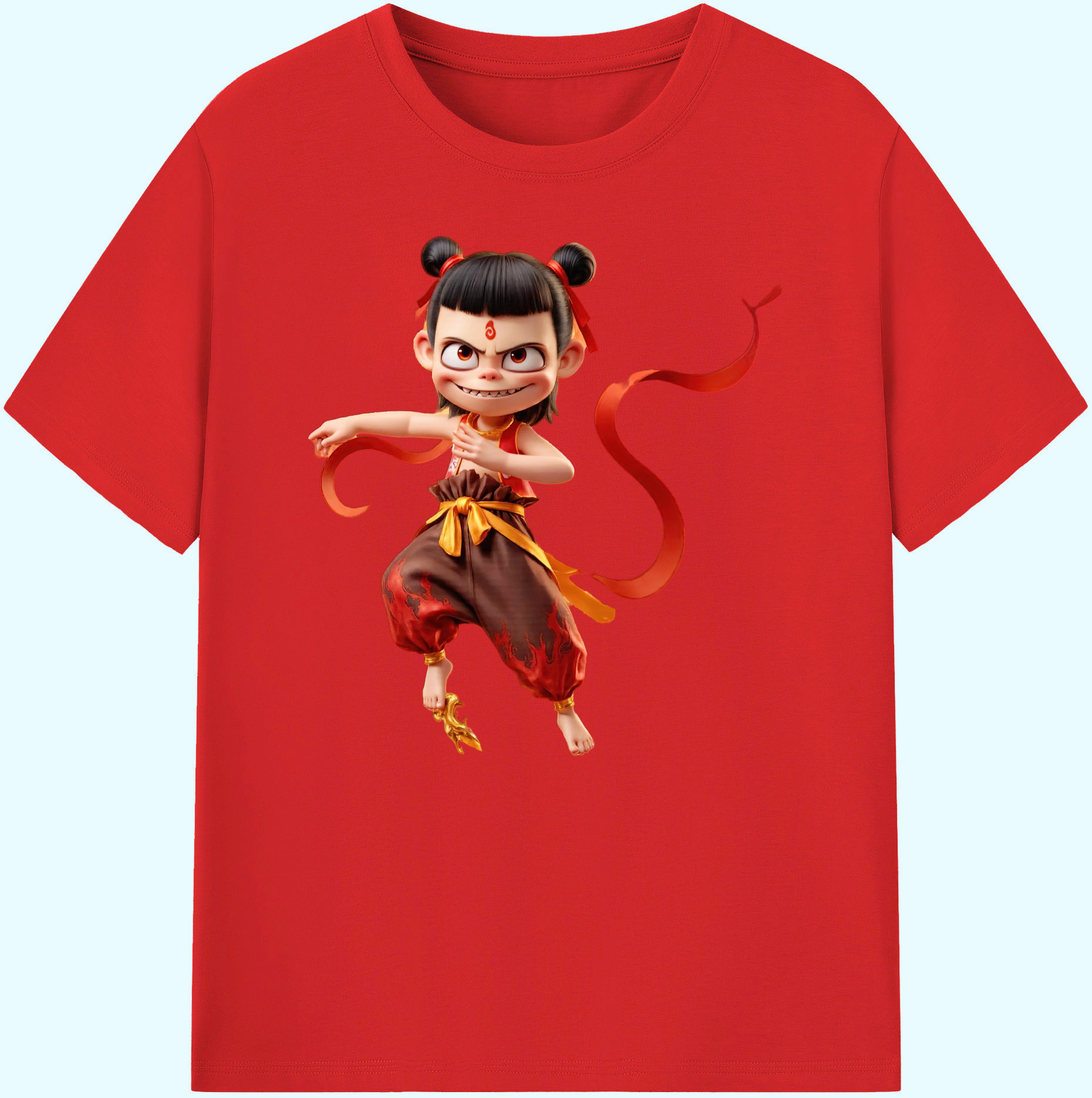 （画像用） Ne Zha 2 ナタ 魔童の大暴れ 綿100％ メンズ半袖Tシャツ｜肌触りやわらか＆通気性