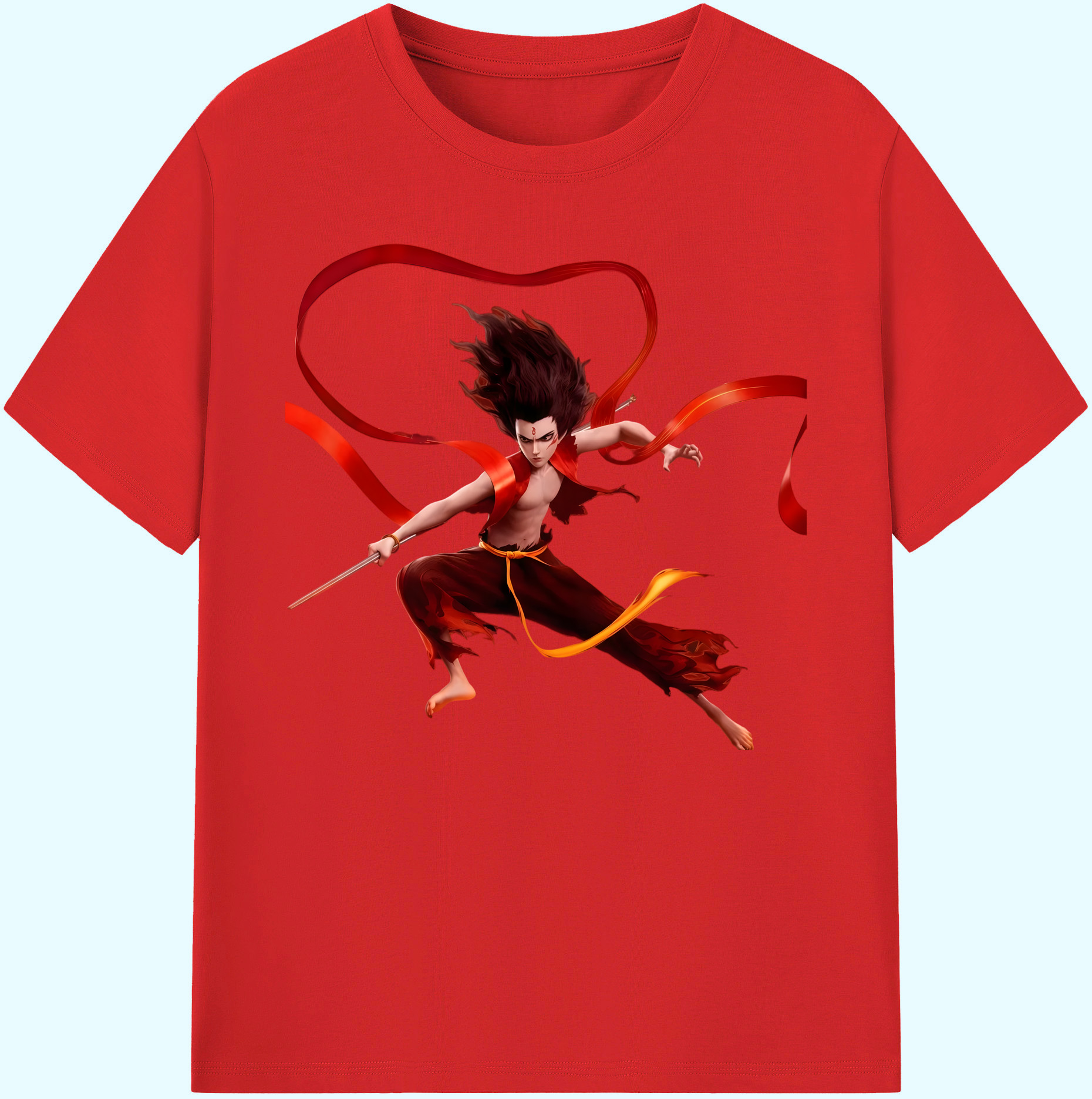 （画像用） Ne Zha 2 ナタ 魔童の大暴れ 綿100％ メンズ半袖Tシャツ｜肌触りやわらか＆通気性