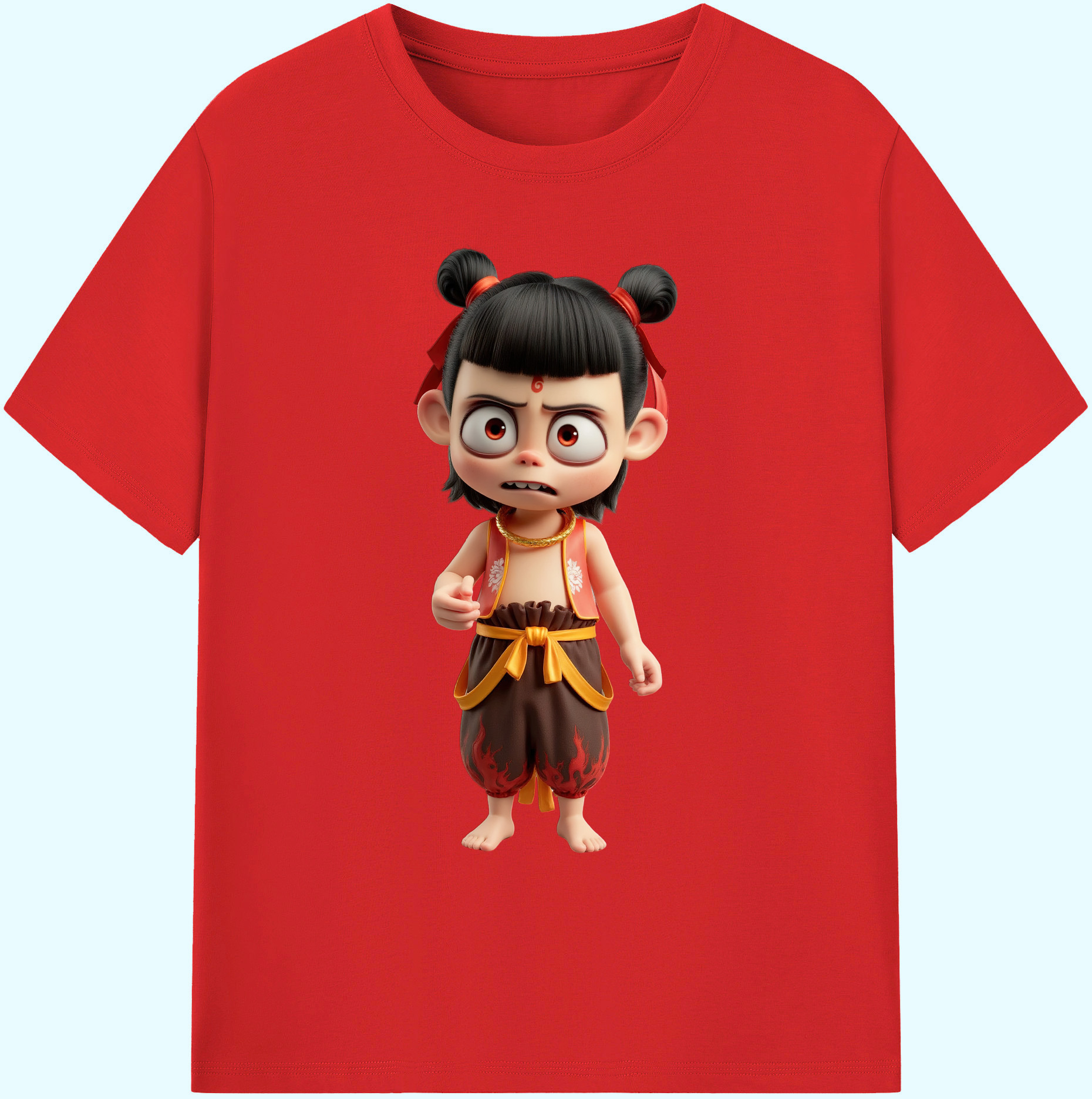 （画像用） Ne Zha 2 ナタ 魔童の大暴れ 綿100％ メンズ半袖Tシャツ｜肌触りやわらか＆通気性