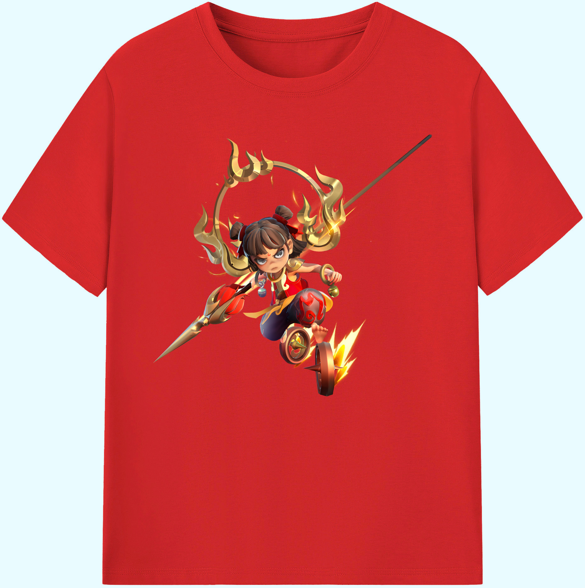 （画像用） Ne Zha 2 ナタ 魔童の大暴れ 綿100％ メンズ半袖Tシャツ｜肌触りやわらか＆通気性