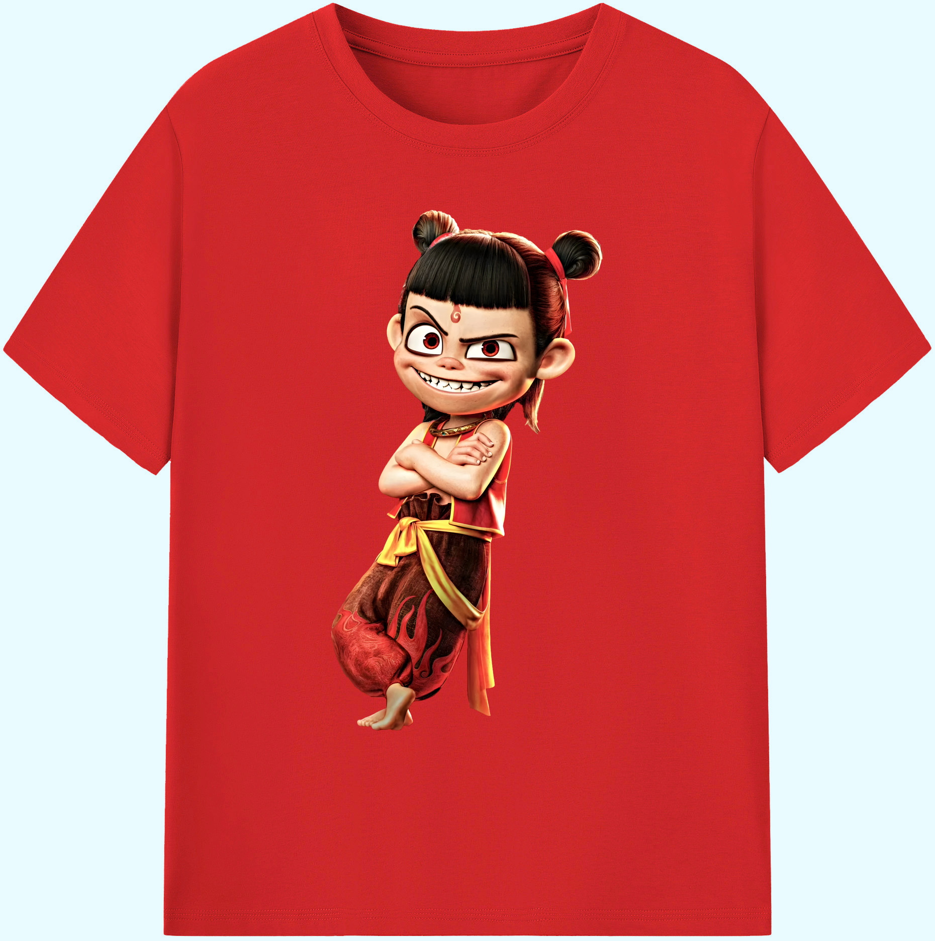 （画像用） Ne Zha 2 ナタ 魔童の大暴れ 綿100％ メンズ半袖Tシャツ｜肌触りやわらか＆通気性