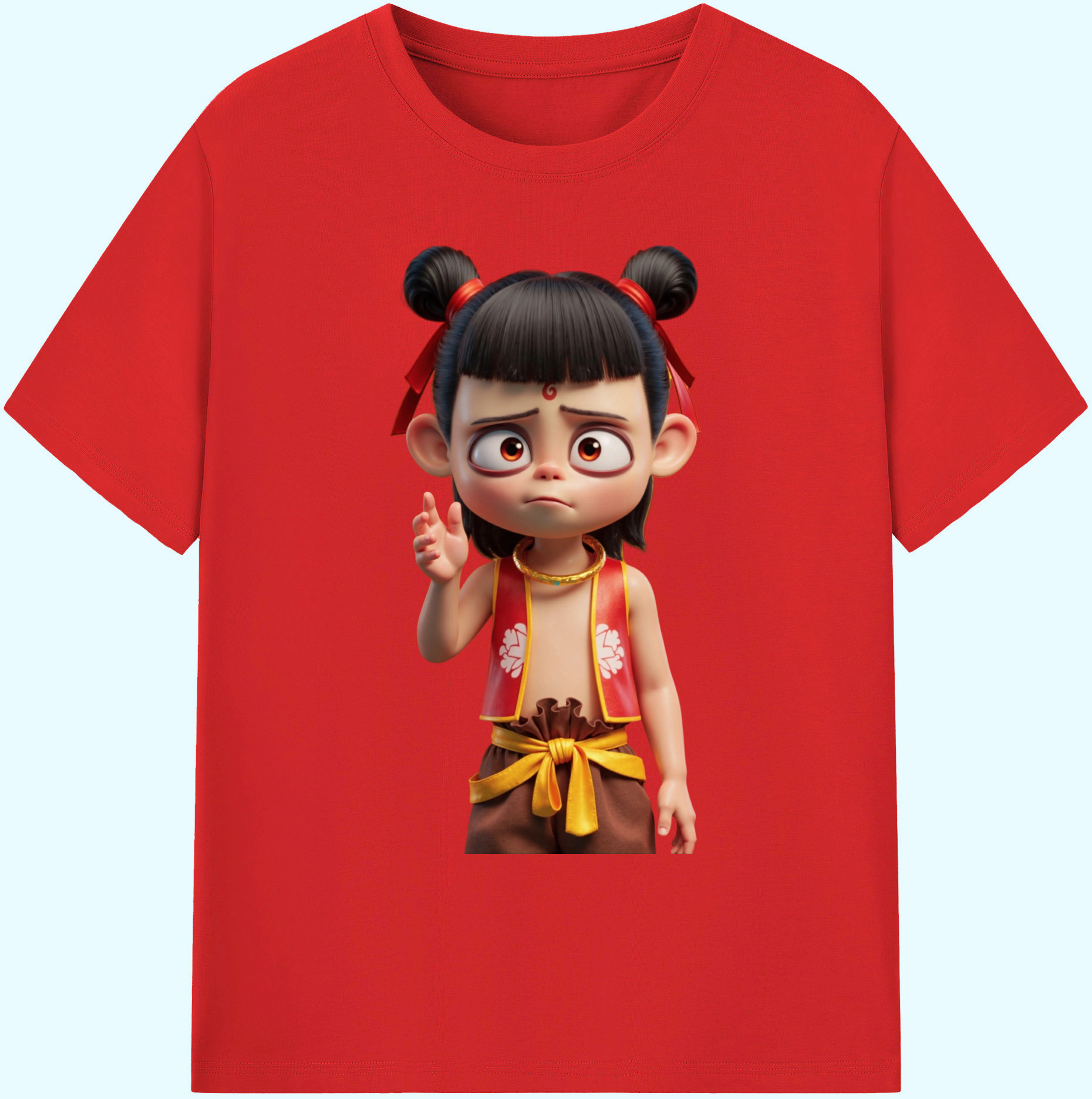 （画像用） Ne Zha 2 ナタ 魔童の大暴れ 綿100％ メンズ半袖Tシャツ｜肌触りやわらか＆通気性