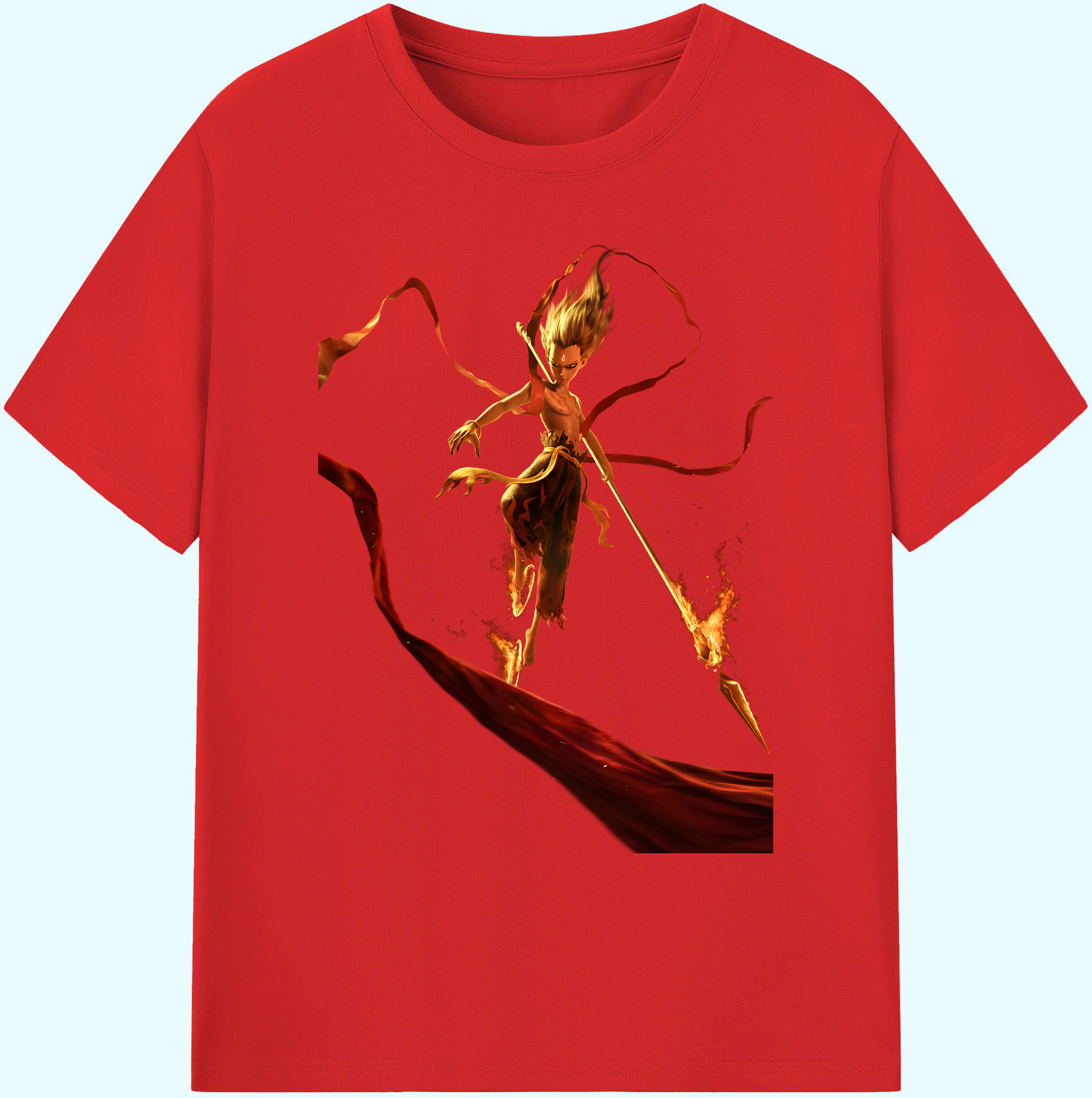 （画像用） Ne Zha 2 ナタ 魔童の大暴れ 綿100％ メンズ半袖Tシャツ｜肌触りやわらか＆通気性