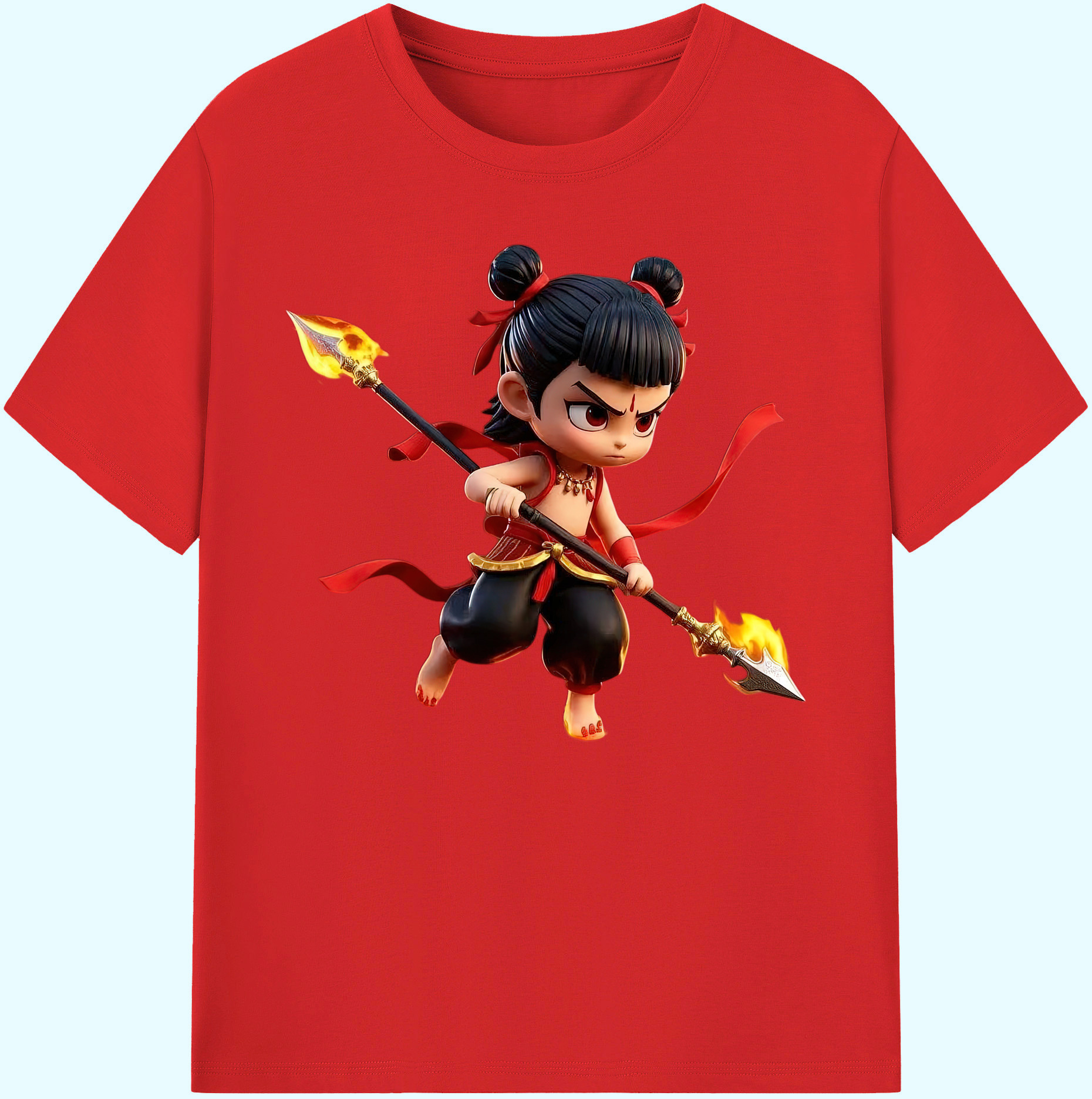 （画像用） Ne Zha 2 ナタ 魔童の大暴れ 綿100％ メンズ半袖Tシャツ｜肌触りやわらか＆通気性