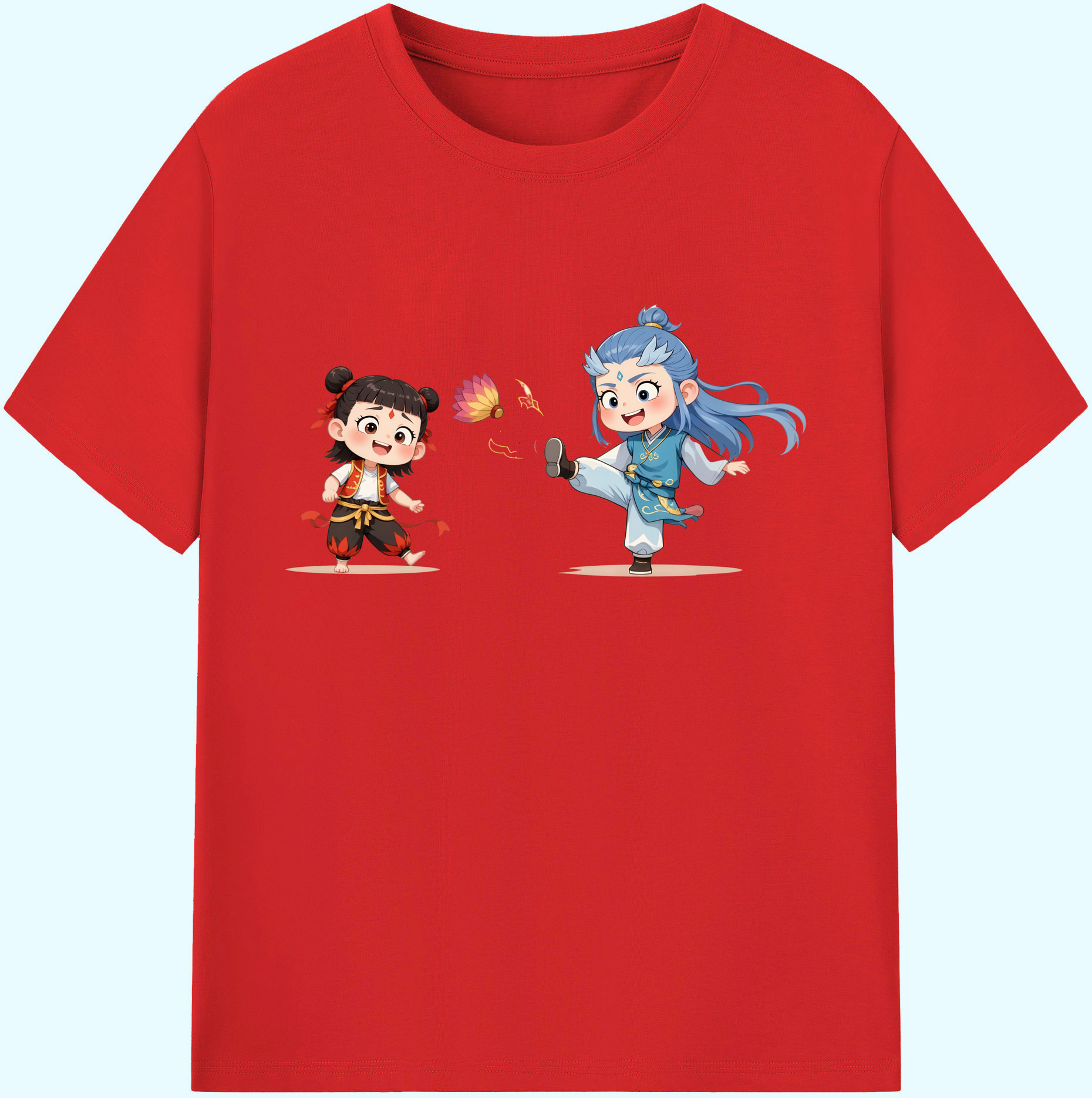（画像用） Ne Zha 2 ナタ 魔童の大暴れ 綿100％ メンズ半袖Tシャツ｜肌触りやわらか＆通気性