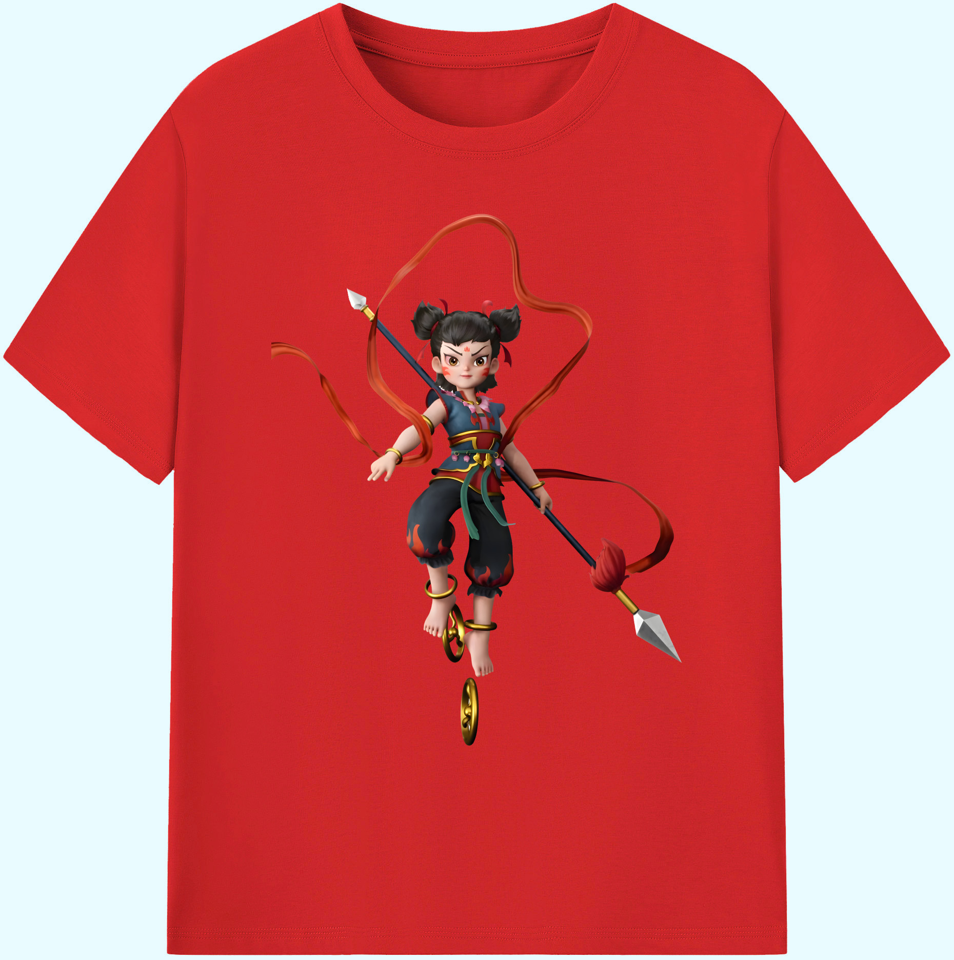 （画像用） Ne Zha 2 ナタ 魔童の大暴れ 綿100％ メンズ半袖Tシャツ｜肌触りやわらか＆通気性