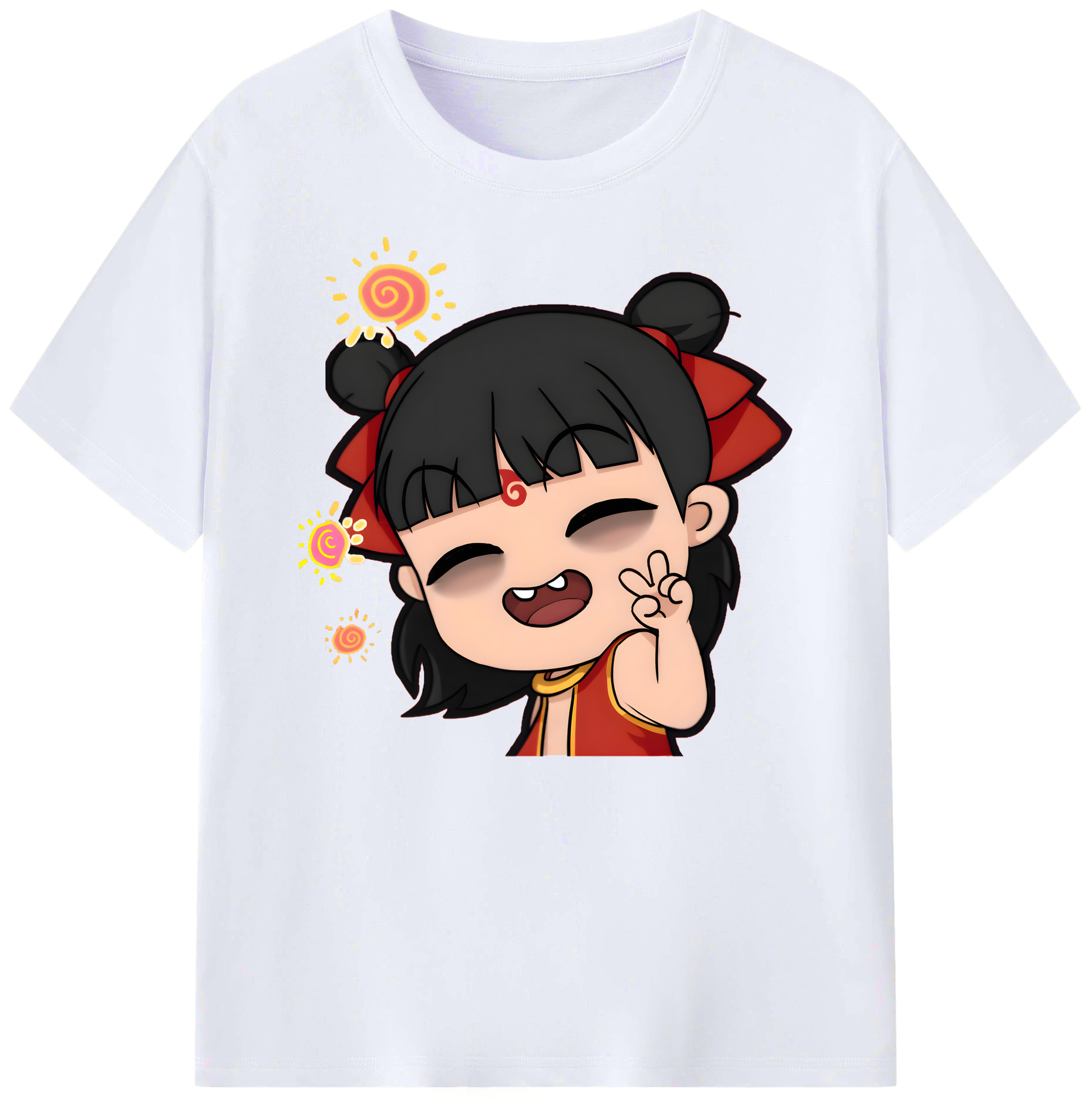 （画像用） Ne Zha 2 ナタ 魔童の大暴れ 綿100％ メンズ半袖Tシャツ｜肌触りやわらか＆通気性