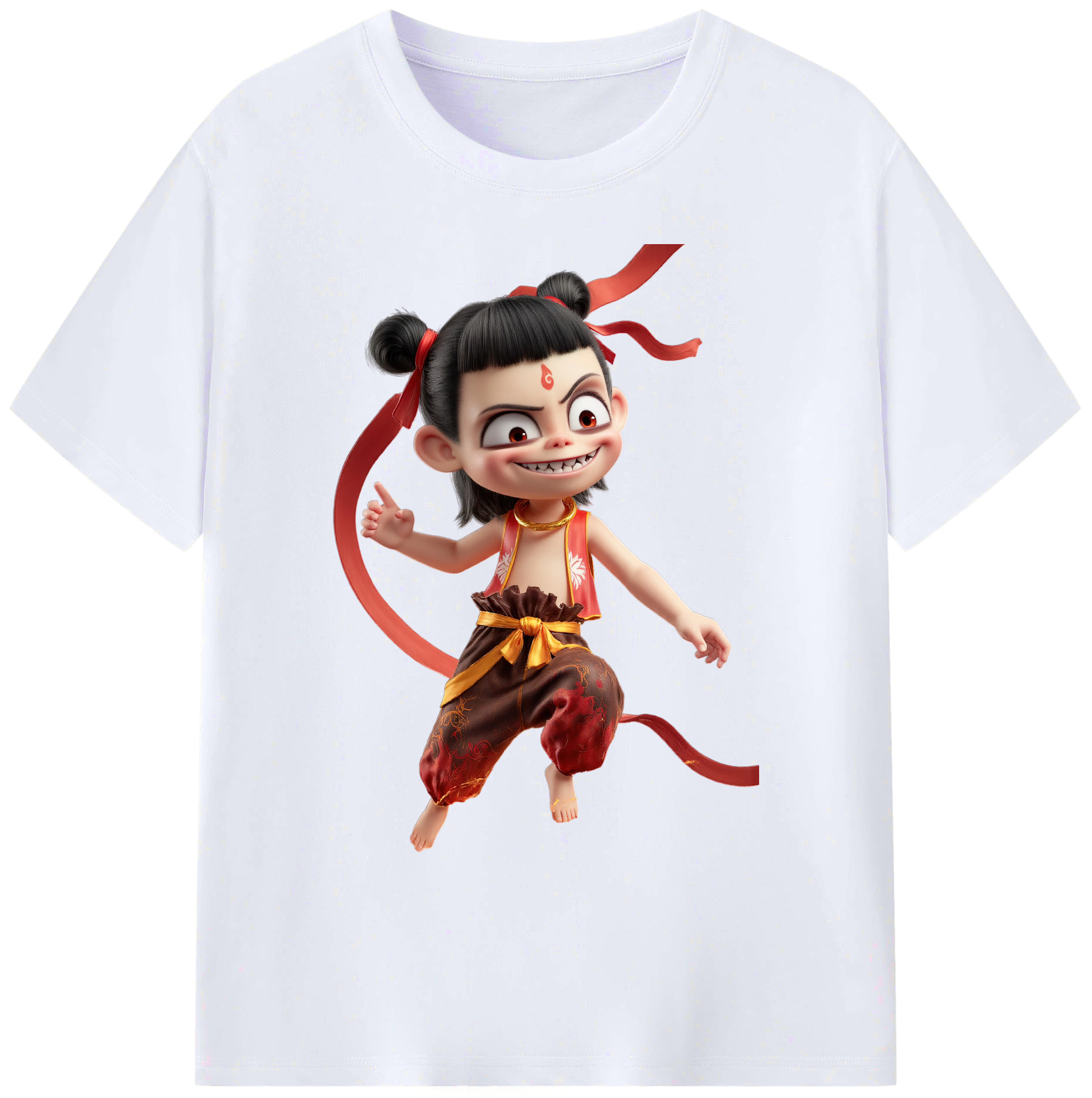 （画像用） Ne Zha 2 ナタ 魔童の大暴れ 綿100％ メンズ半袖Tシャツ｜肌触りやわらか＆通気性