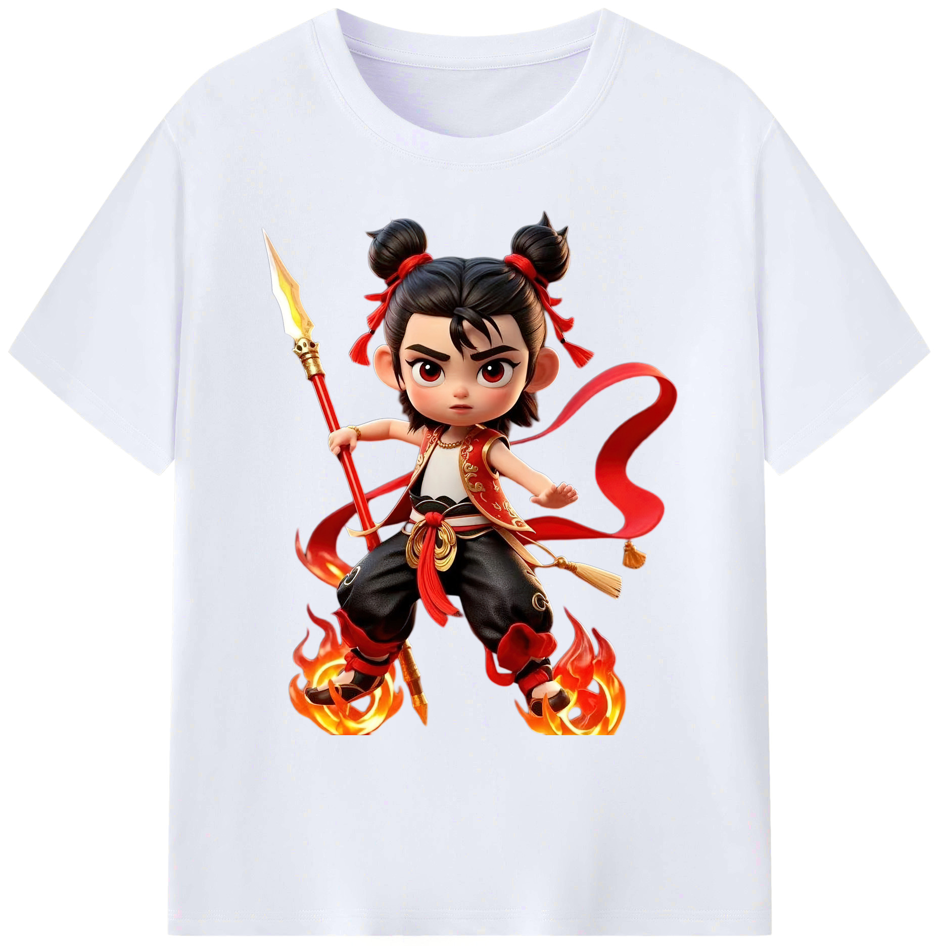 （画像用） Ne Zha 2 ナタ 魔童の大暴れ 綿100％ メンズ半袖Tシャツ｜肌触りやわらか＆通気性