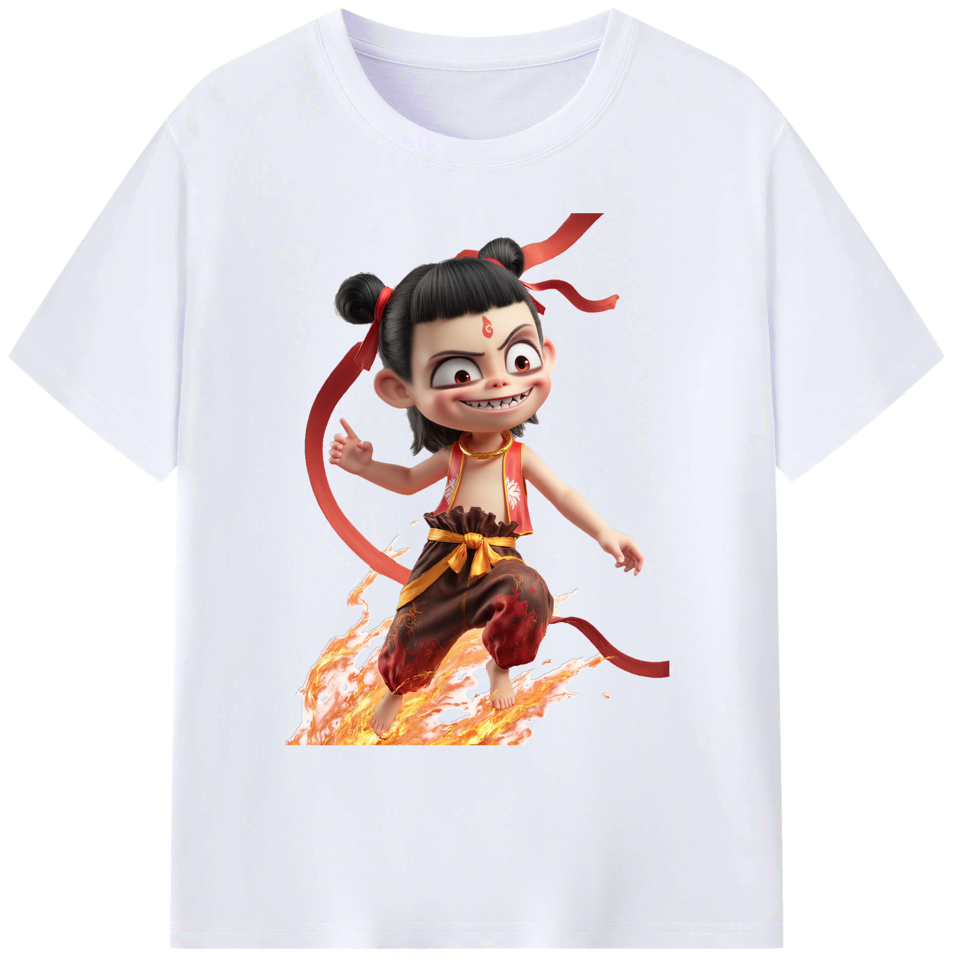 （画像用） Ne Zha 2 ナタ 魔童の大暴れ 綿100％ メンズ半袖Tシャツ｜肌触りやわらか＆通気性