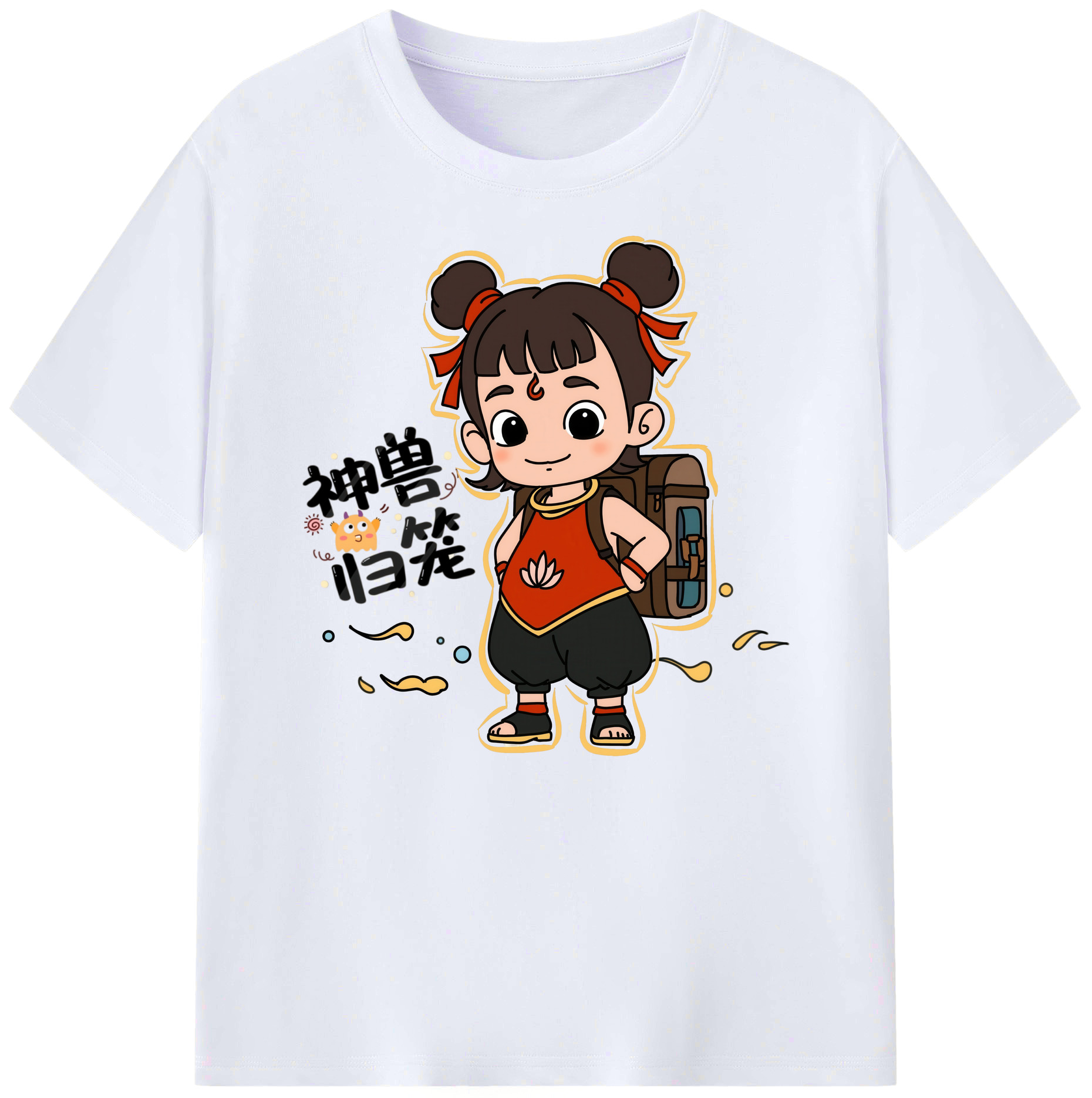 （画像用） Ne Zha 2 ナタ 魔童の大暴れ 綿100％ メンズ半袖Tシャツ｜肌触りやわらか＆通気性