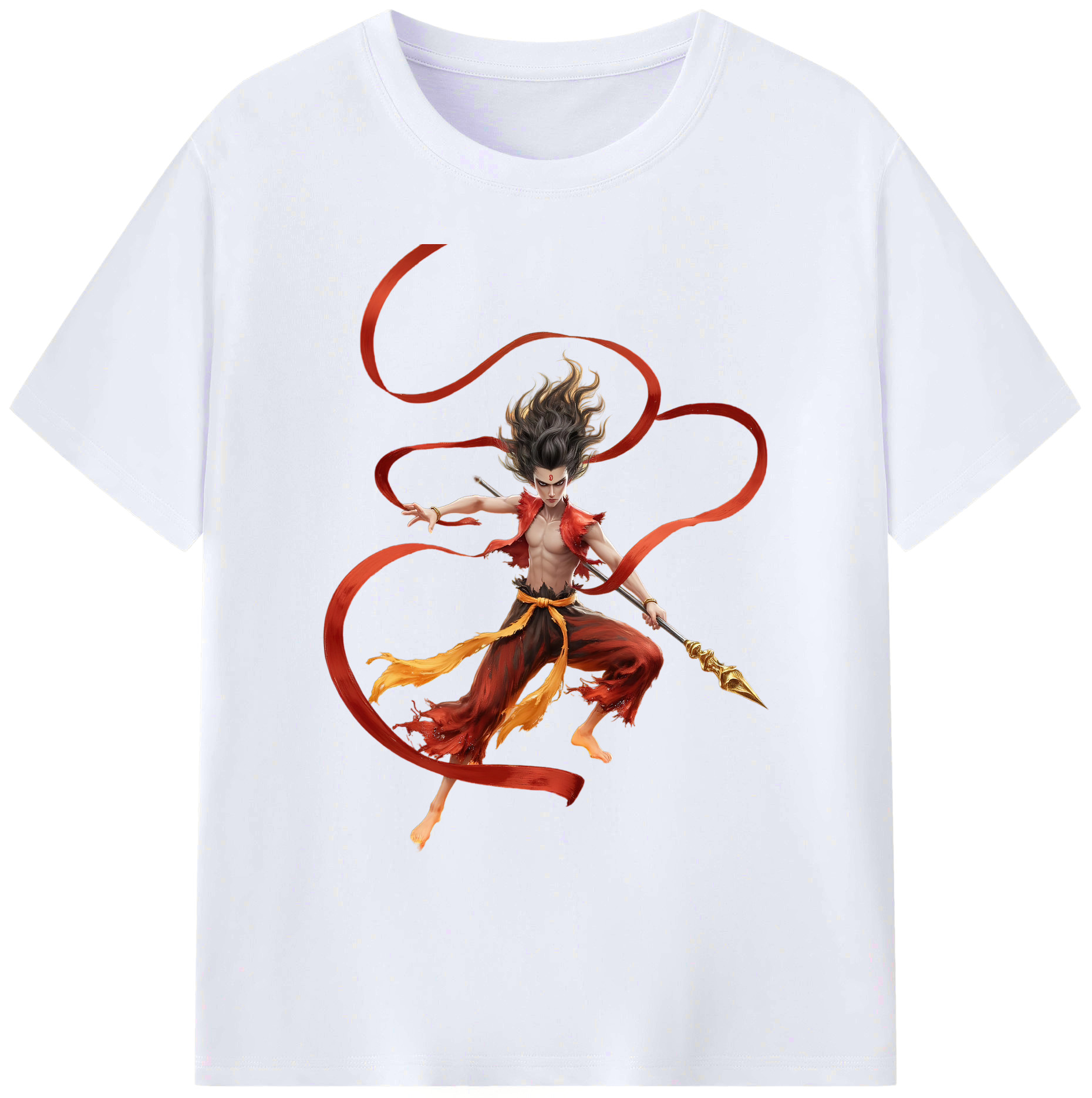 （画像用） Ne Zha 2 ナタ 魔童の大暴れ 綿100％ メンズ半袖Tシャツ｜肌触りやわらか＆通気性