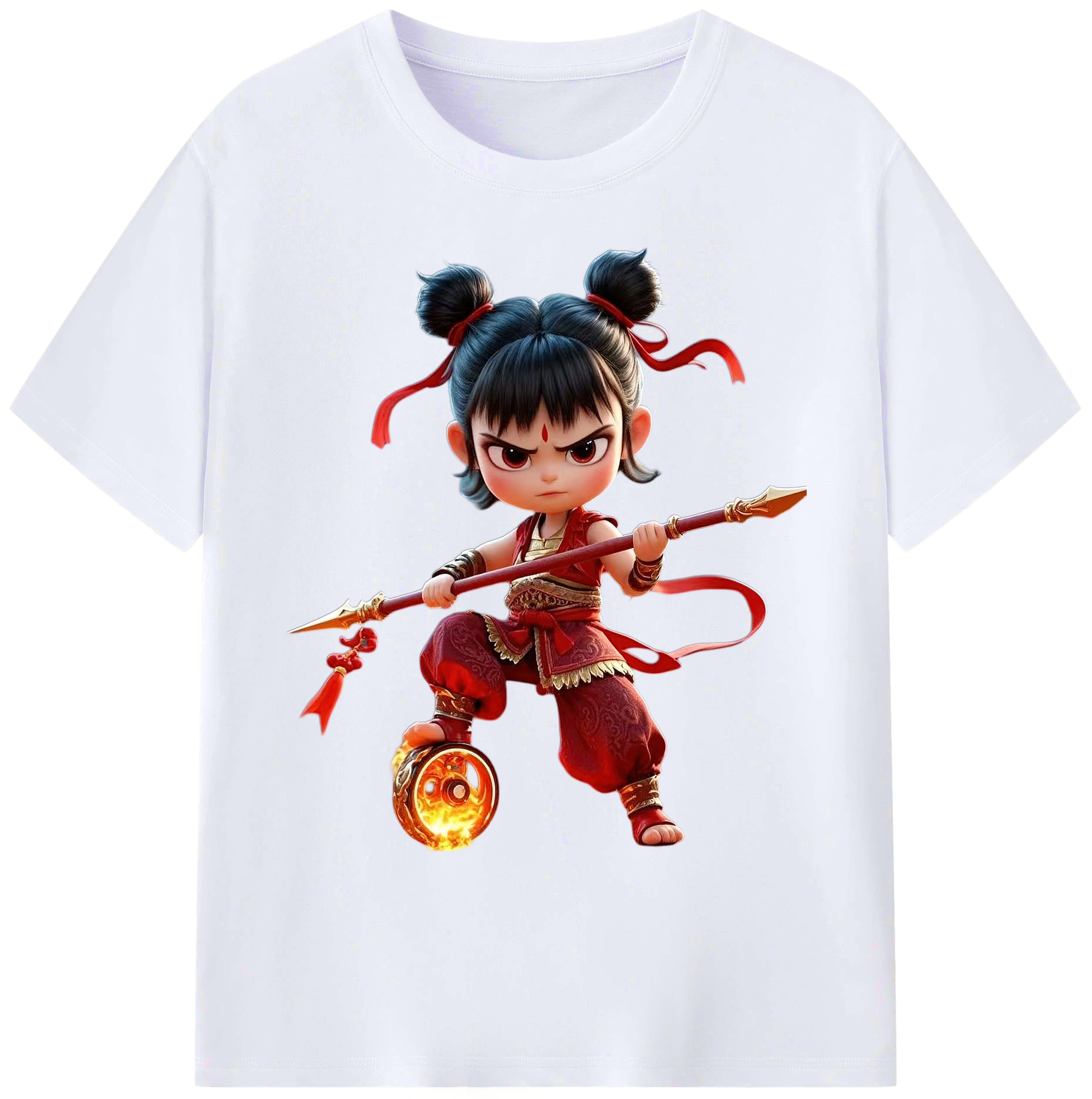 （画像用） Ne Zha 2 ナタ 魔童の大暴れ 綿100％ メンズ半袖Tシャツ｜肌触りやわらか＆通気性