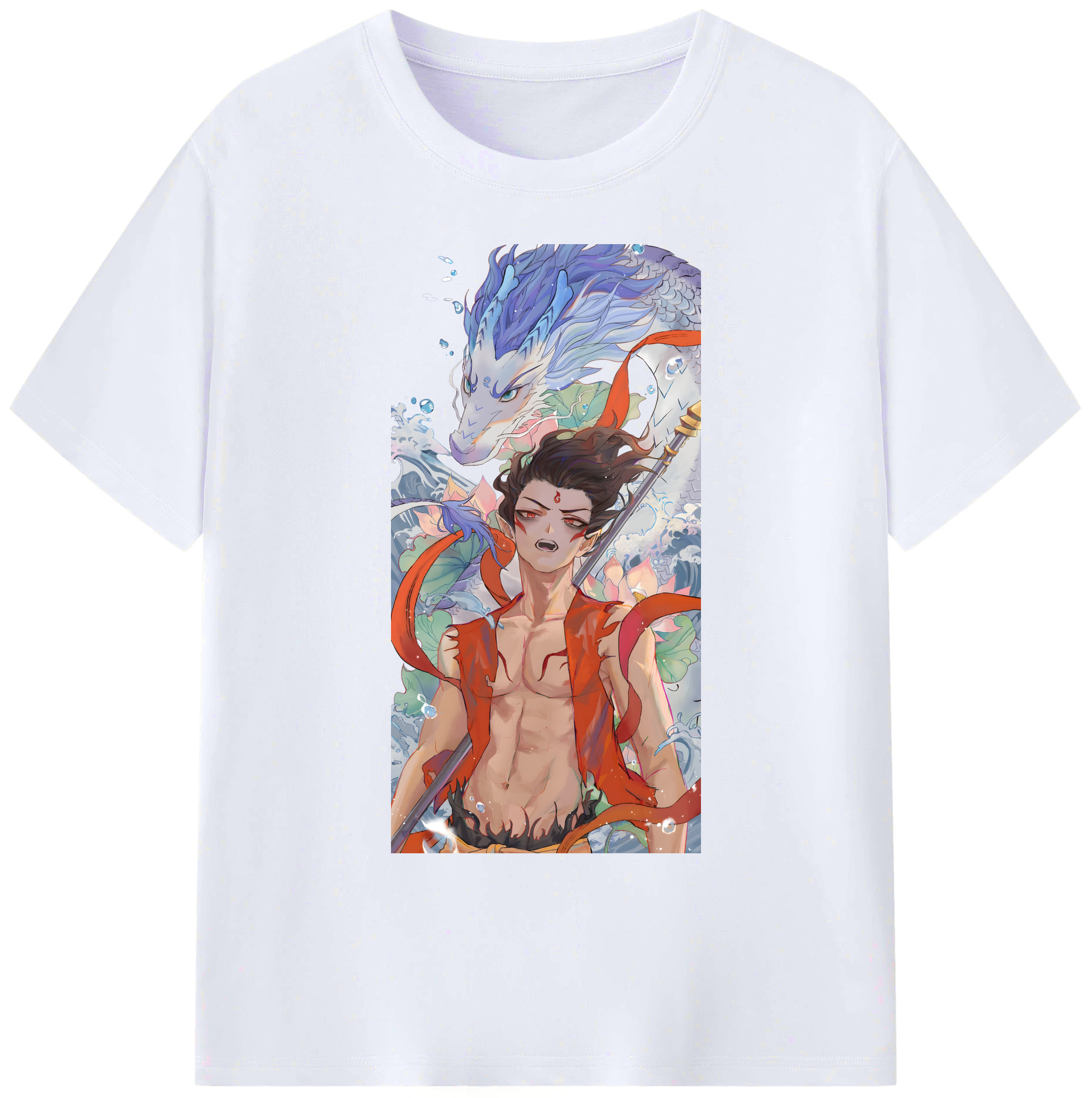 （画像用） Ne Zha 2 ナタ 魔童の大暴れ 綿100％ メンズ半袖Tシャツ｜肌触りやわらか＆通気性