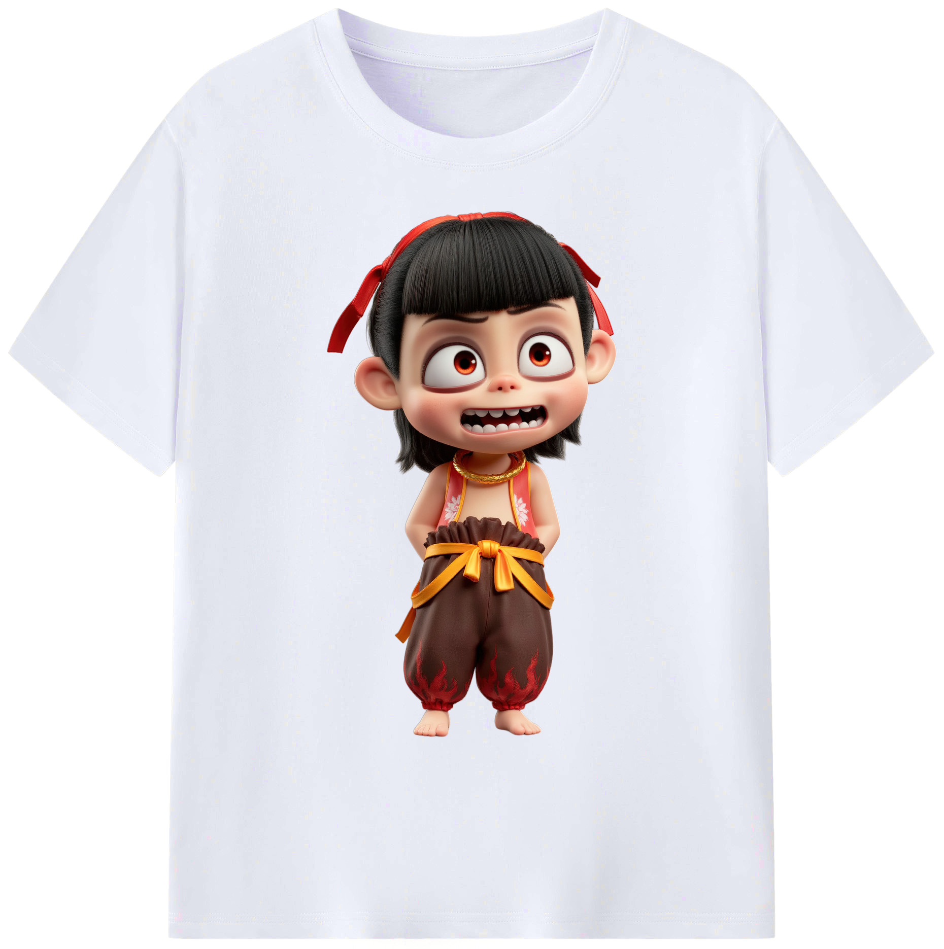 （画像用） Ne Zha 2 ナタ 魔童の大暴れ 綿100％ メンズ半袖Tシャツ｜肌触りやわらか＆通気性