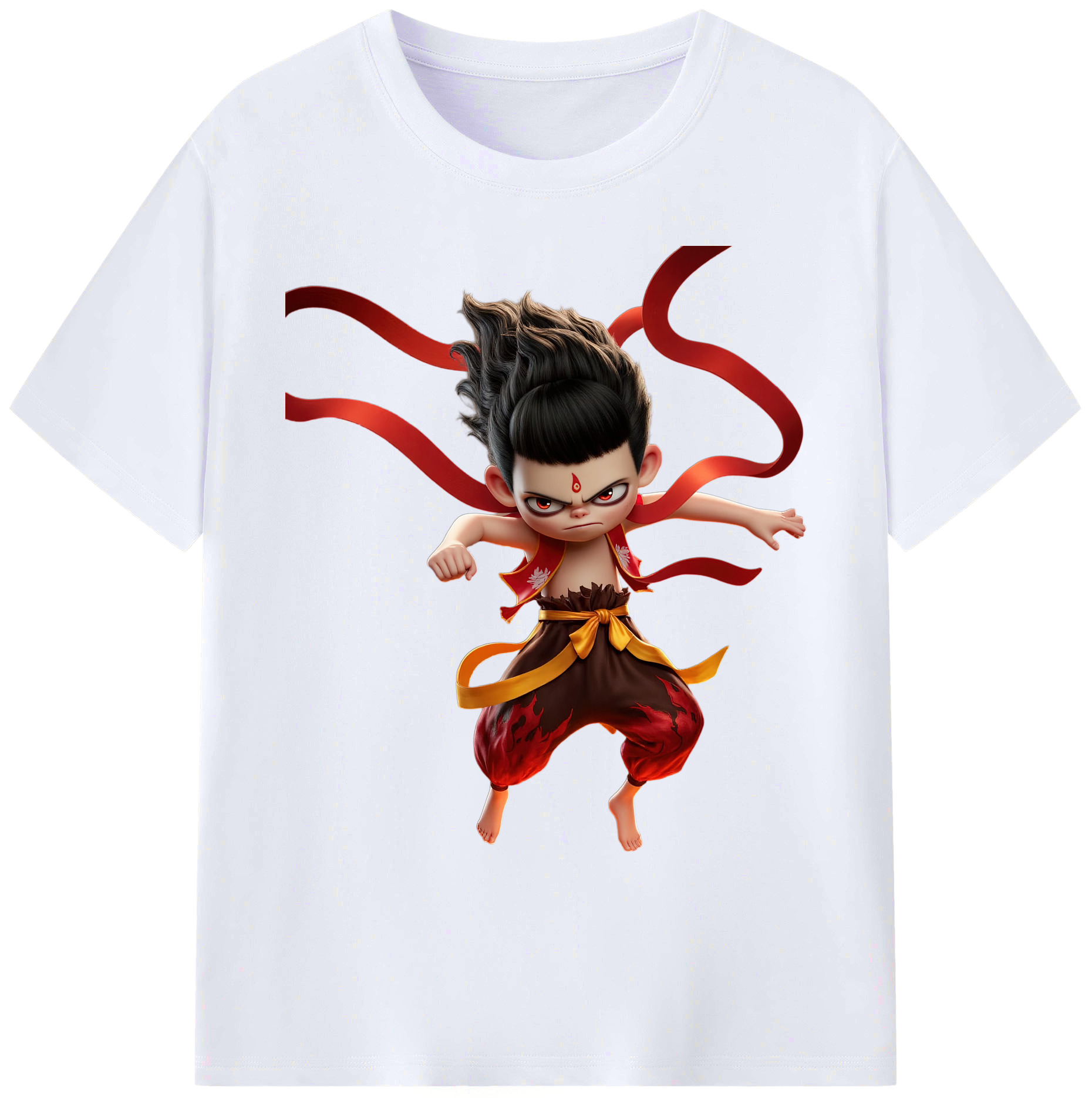 （画像用） Ne Zha 2 ナタ 魔童の大暴れ 綿100％ メンズ半袖Tシャツ｜肌触りやわらか＆通気性