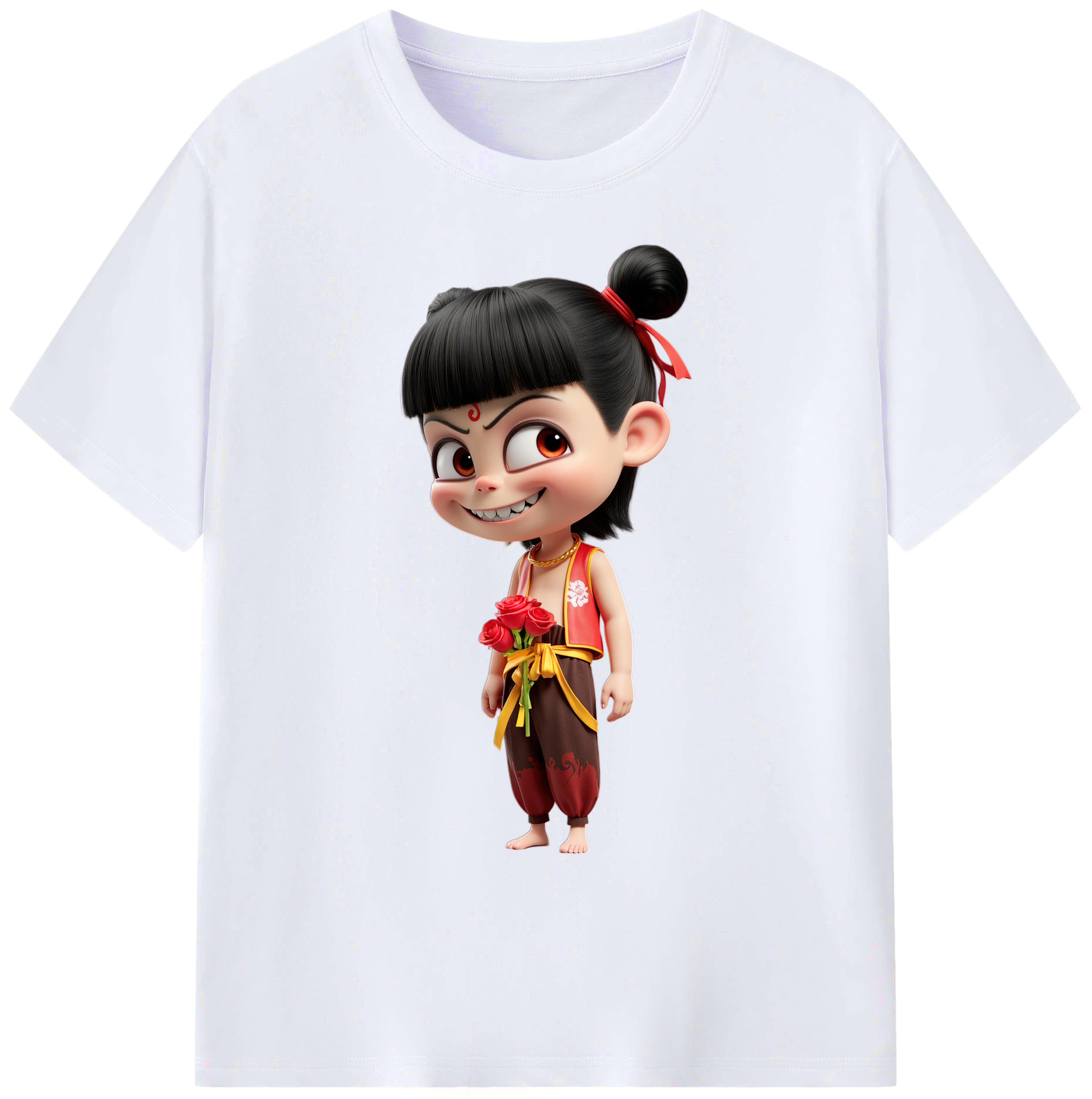 （画像用） Ne Zha 2 ナタ 魔童の大暴れ 綿100％ メンズ半袖Tシャツ｜肌触りやわらか＆通気性