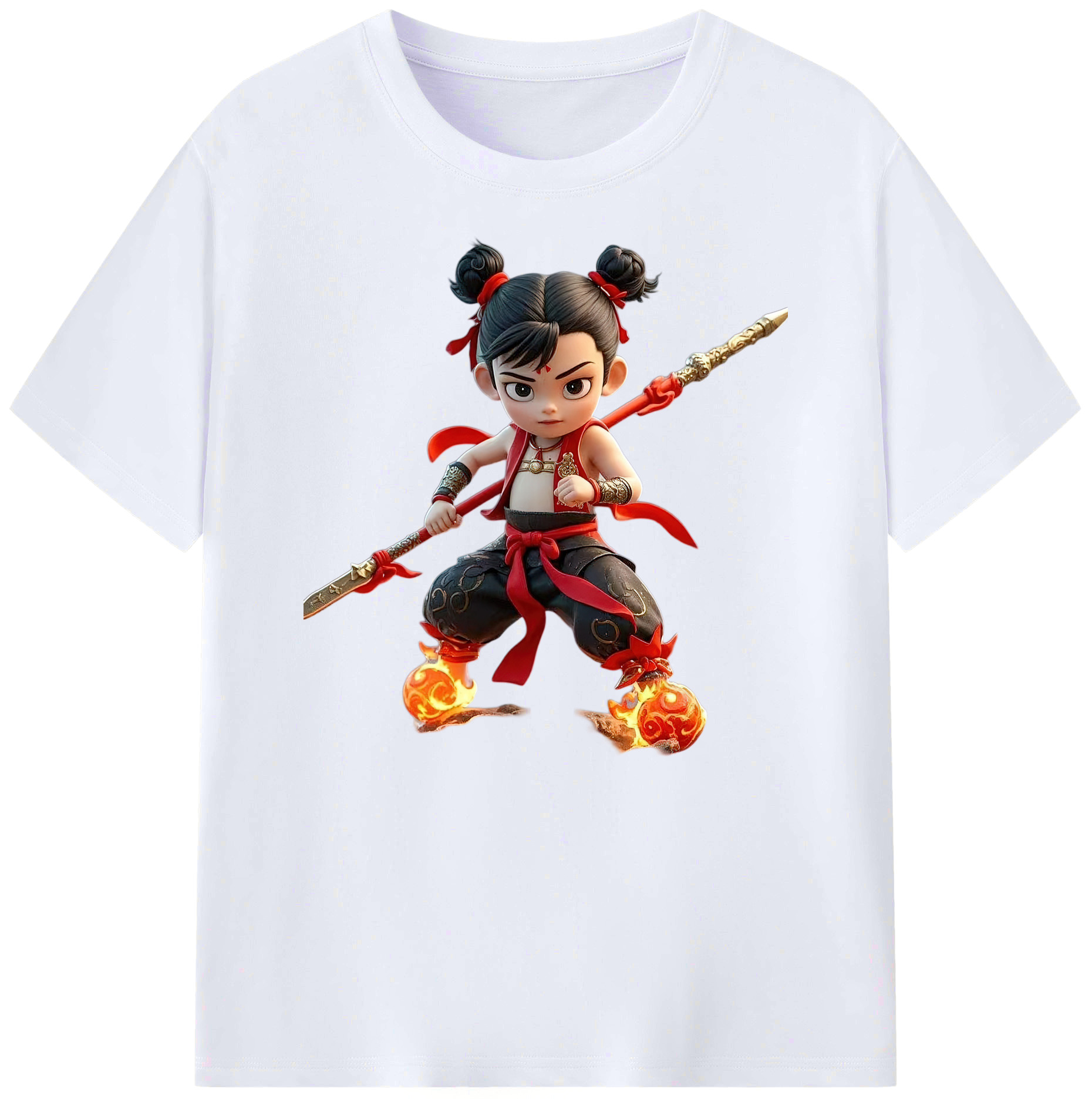 （画像用） Ne Zha 2 ナタ 魔童の大暴れ 綿100％ メンズ半袖Tシャツ｜肌触りやわらか＆通気性