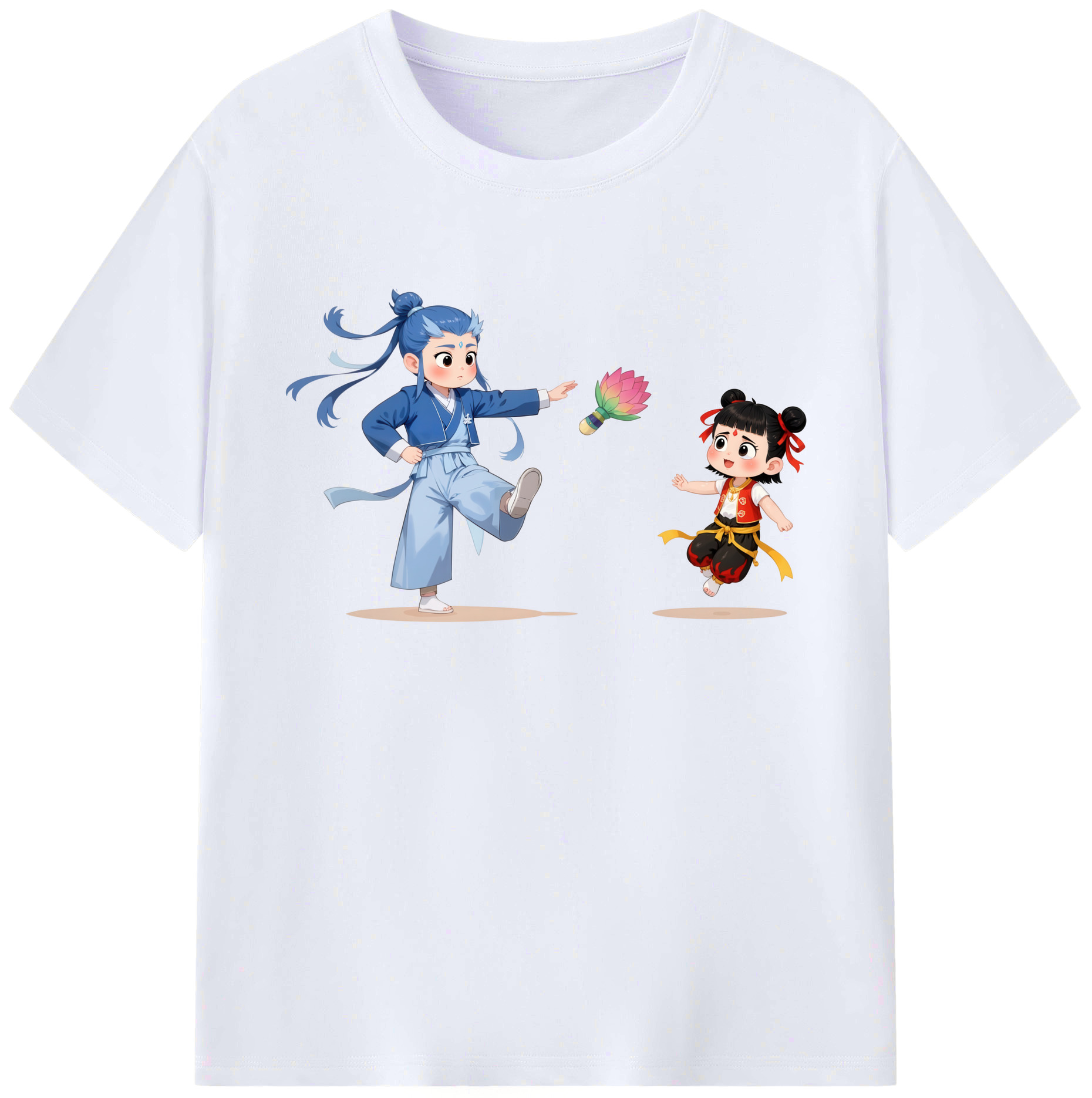 （画像用） Ne Zha 2 ナタ 魔童の大暴れ 綿100％ メンズ半袖Tシャツ｜肌触りやわらか＆通気性