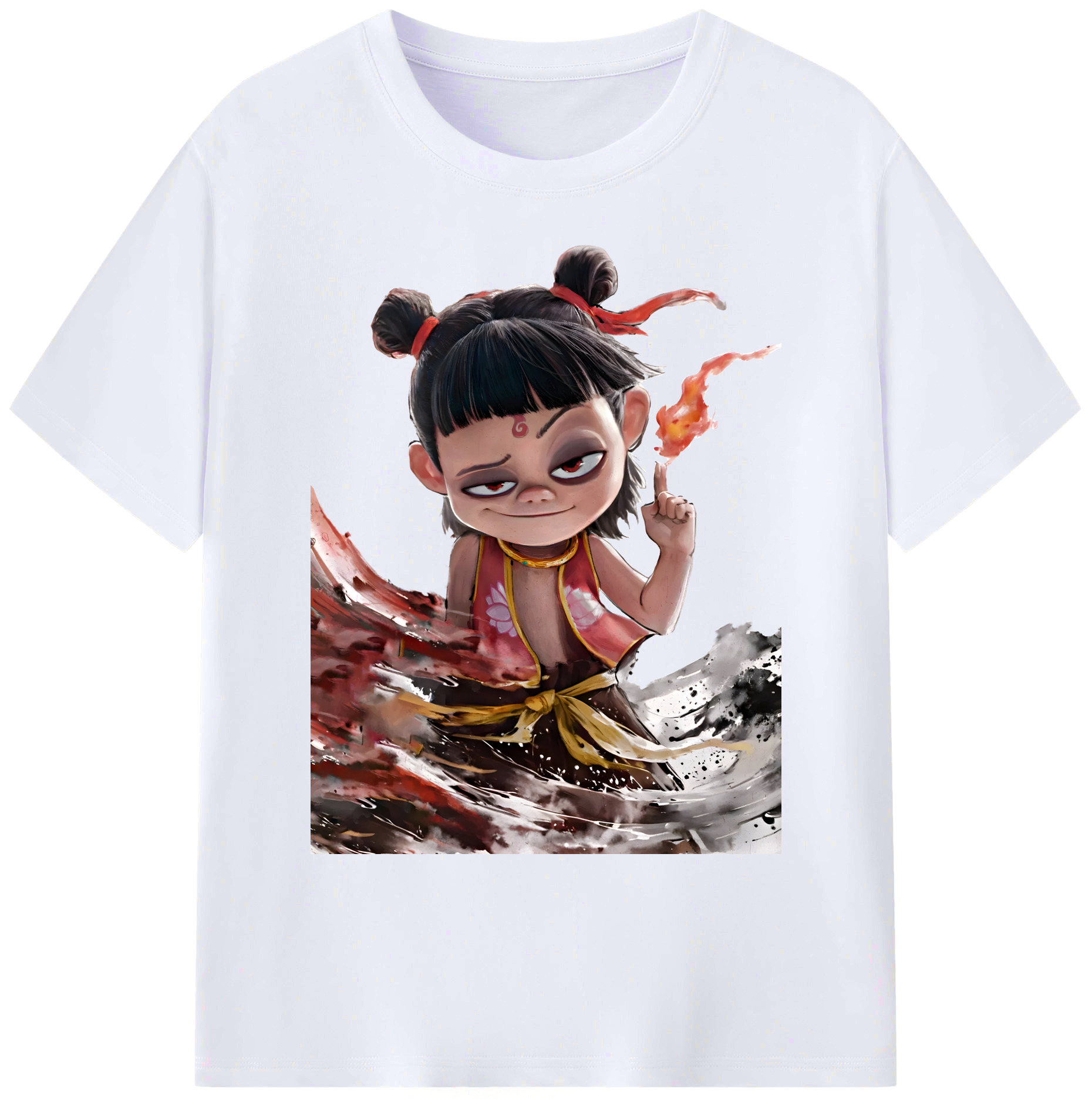 （画像用） Ne Zha 2 ナタ 魔童の大暴れ 綿100％ メンズ半袖Tシャツ｜肌触りやわらか＆通気性